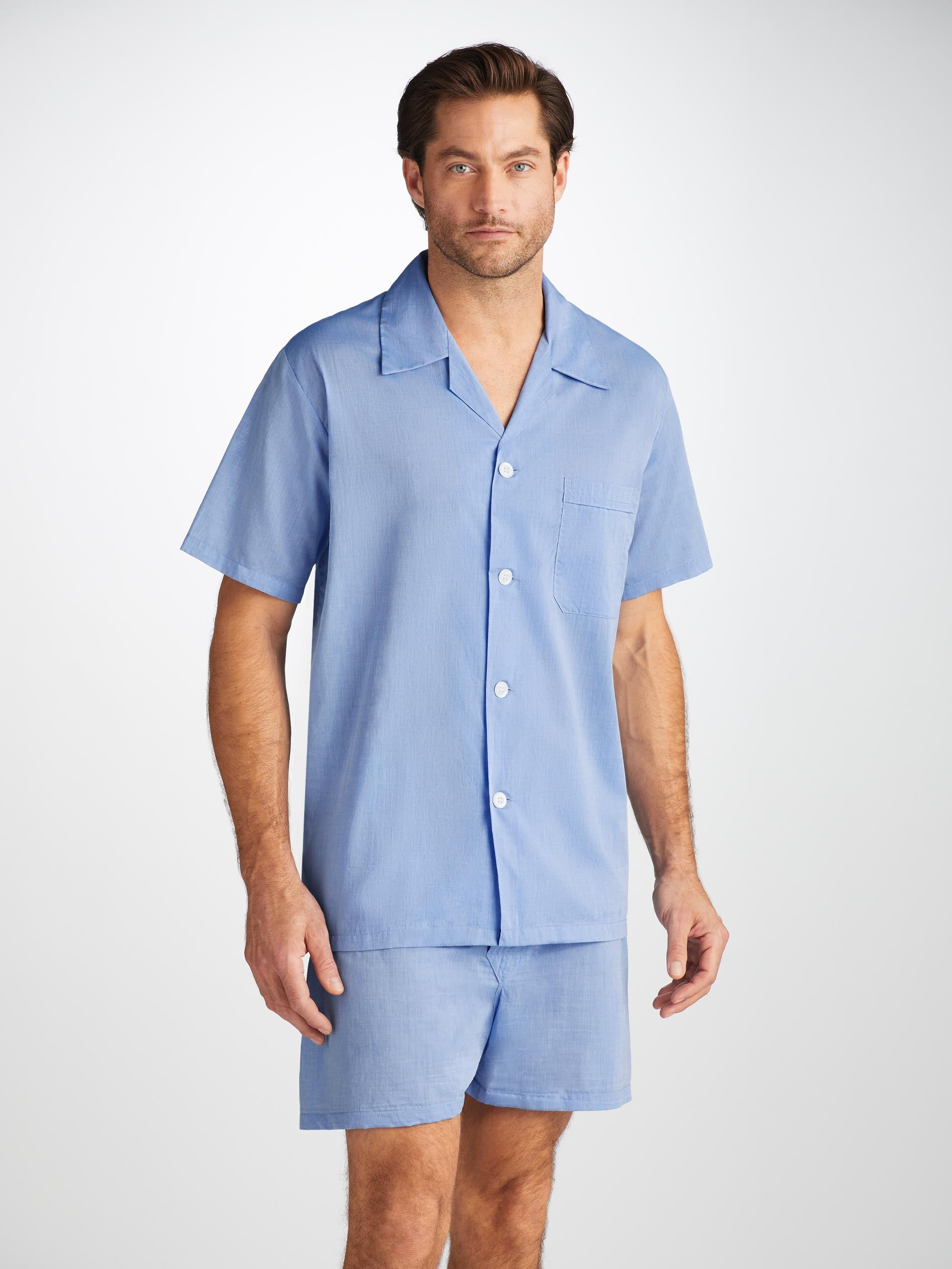 Men's Short Pyjamas Amalfi Cotton Batiste Blue - 8