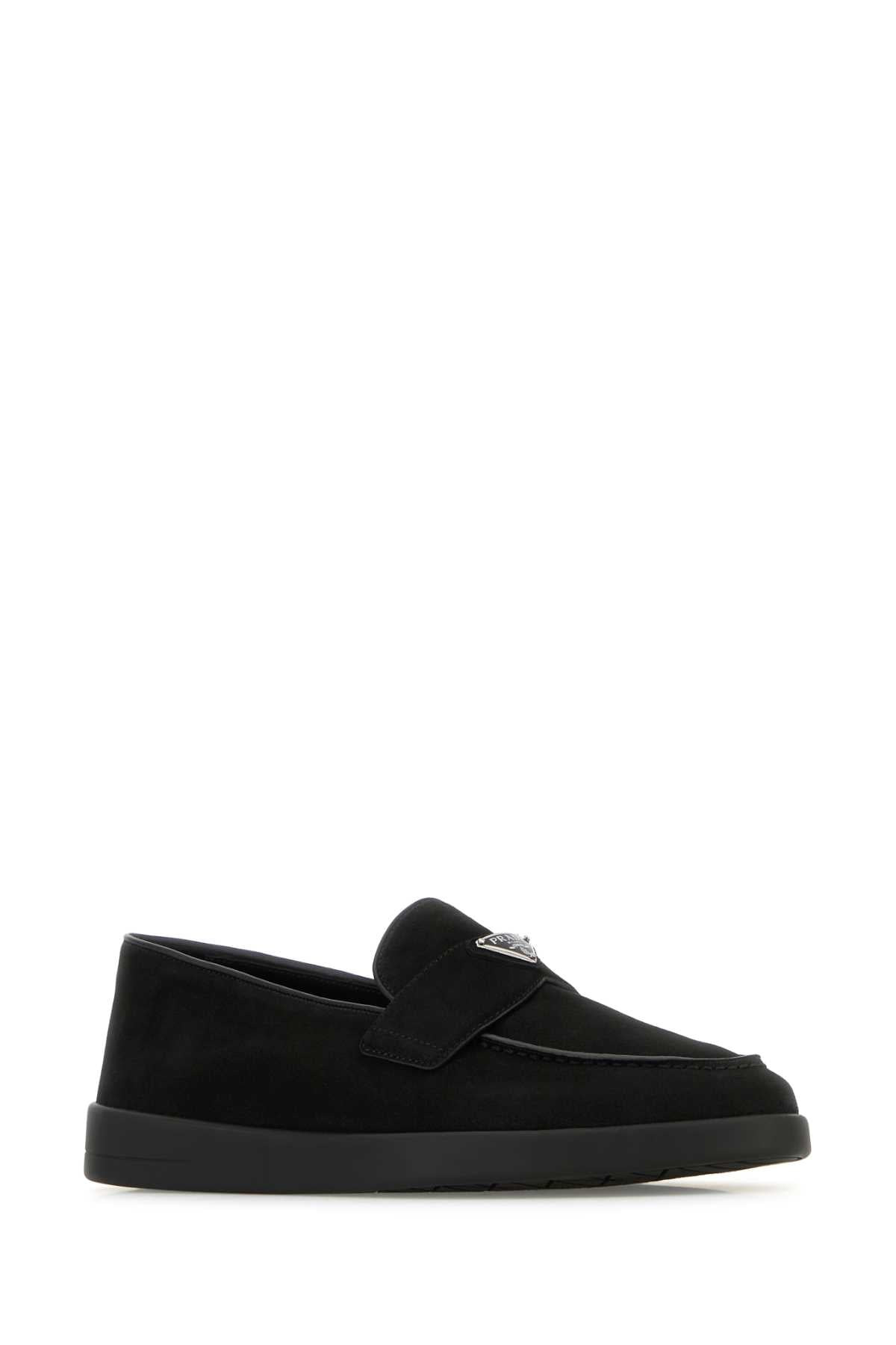 Prada Men Black Suede Loafers - 2