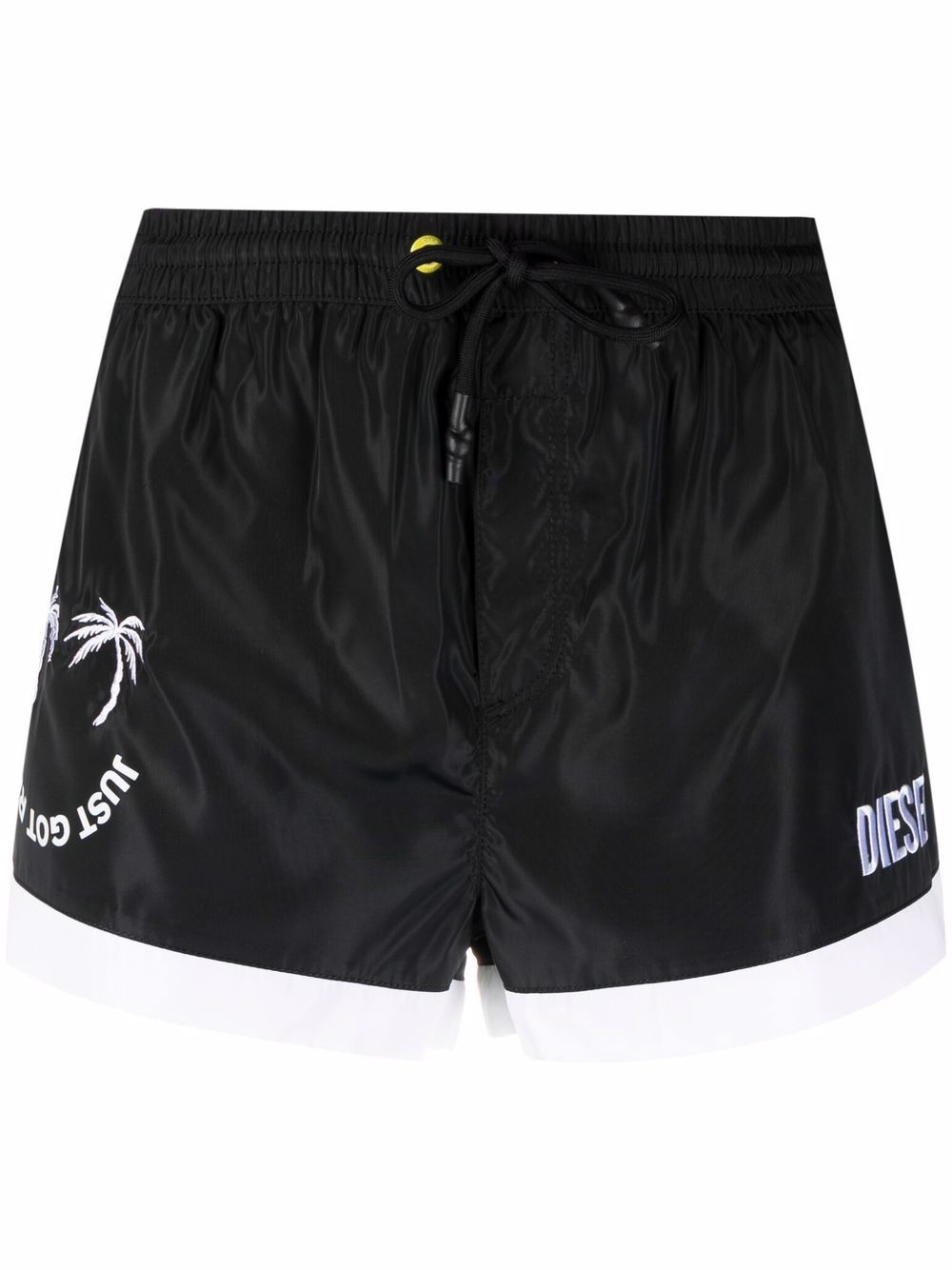 Just Got Real embroidered swim shorts - 1