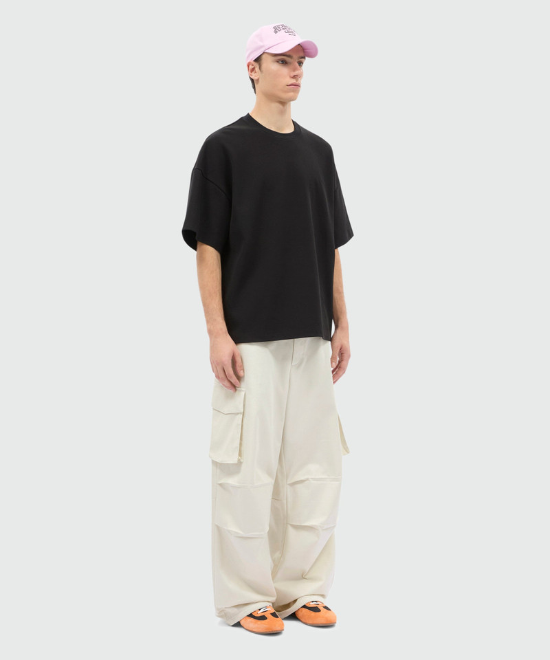 Ice grey cotton gabardine trousers with patch pocket detail on the leg 4