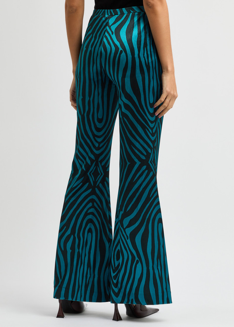 Diane Von Furstenberg Ruthette Printed Flared Velvet Trousers 3