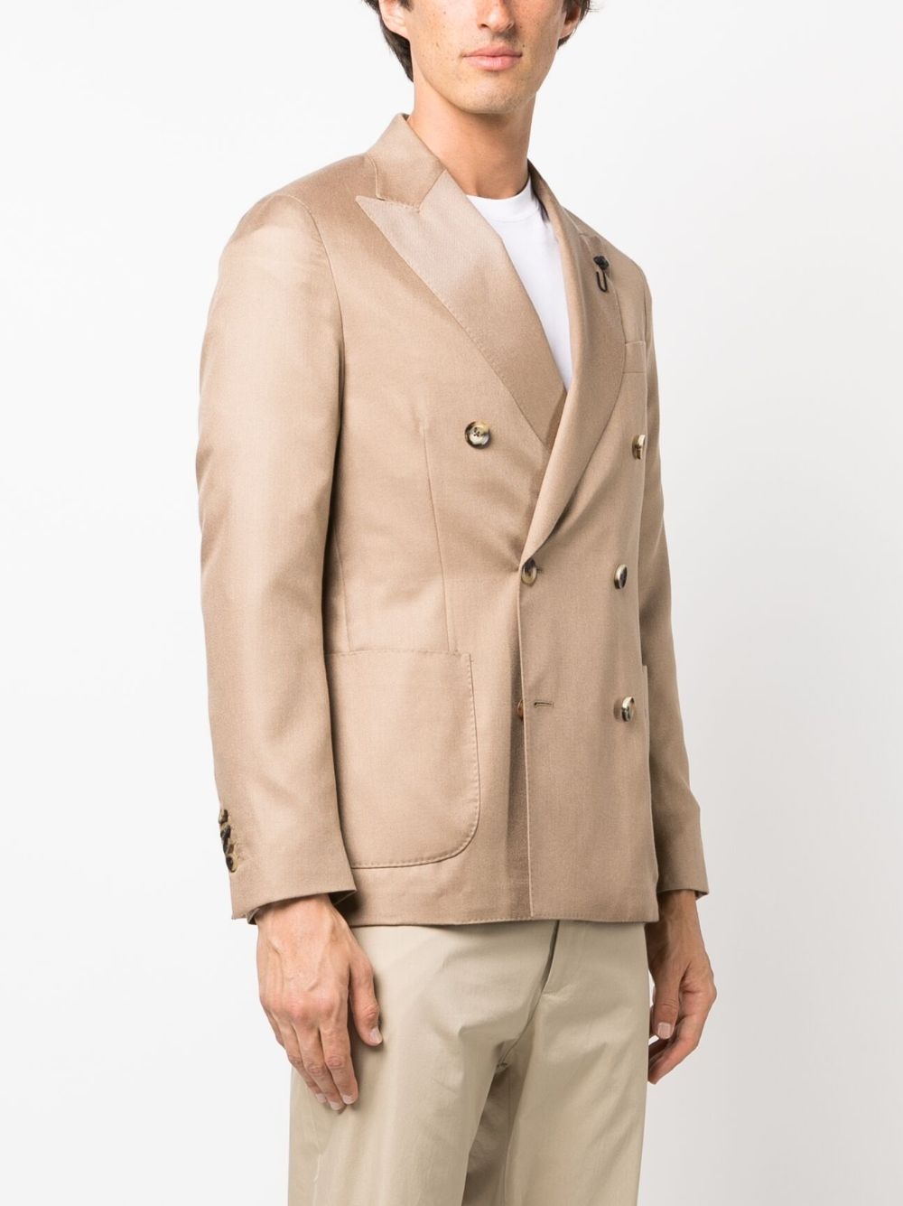 LARDINI double-breasted satin-finish blazer | REVERSIBLE