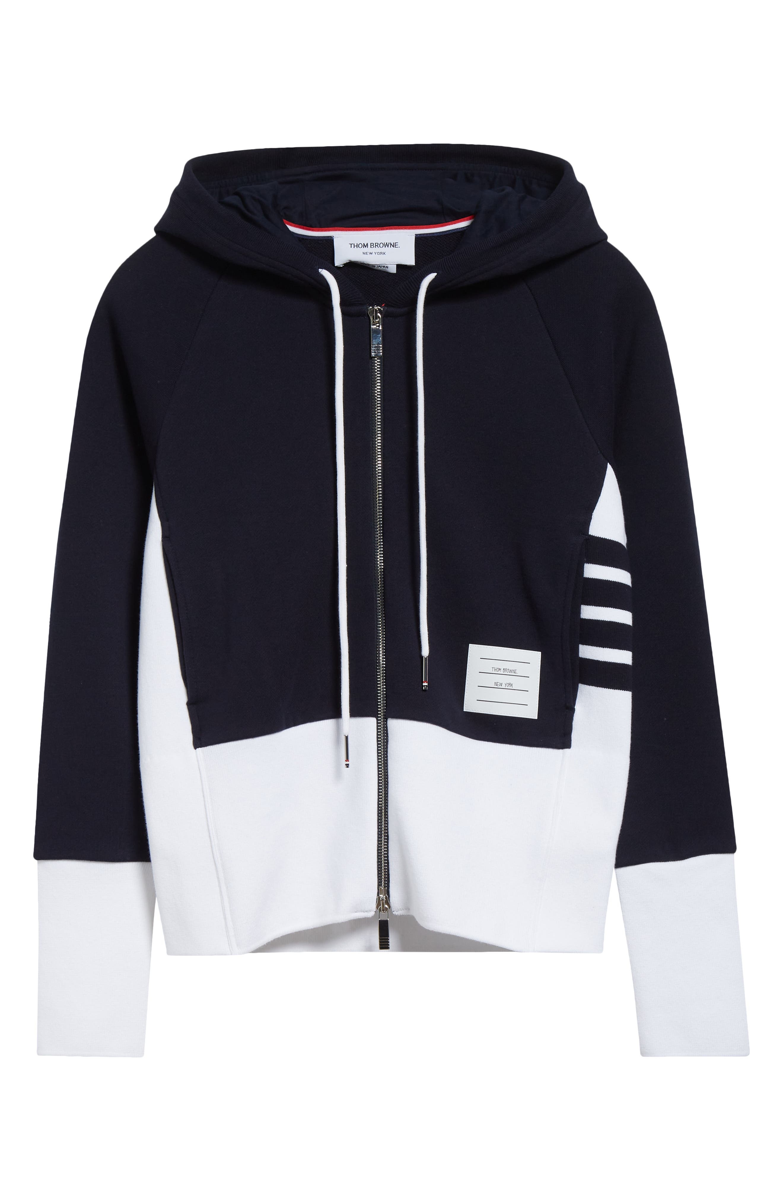 Thom Browne 4-Bar Colorblock French Terry Zip Hoodie in Navy at Nordstrom - 6