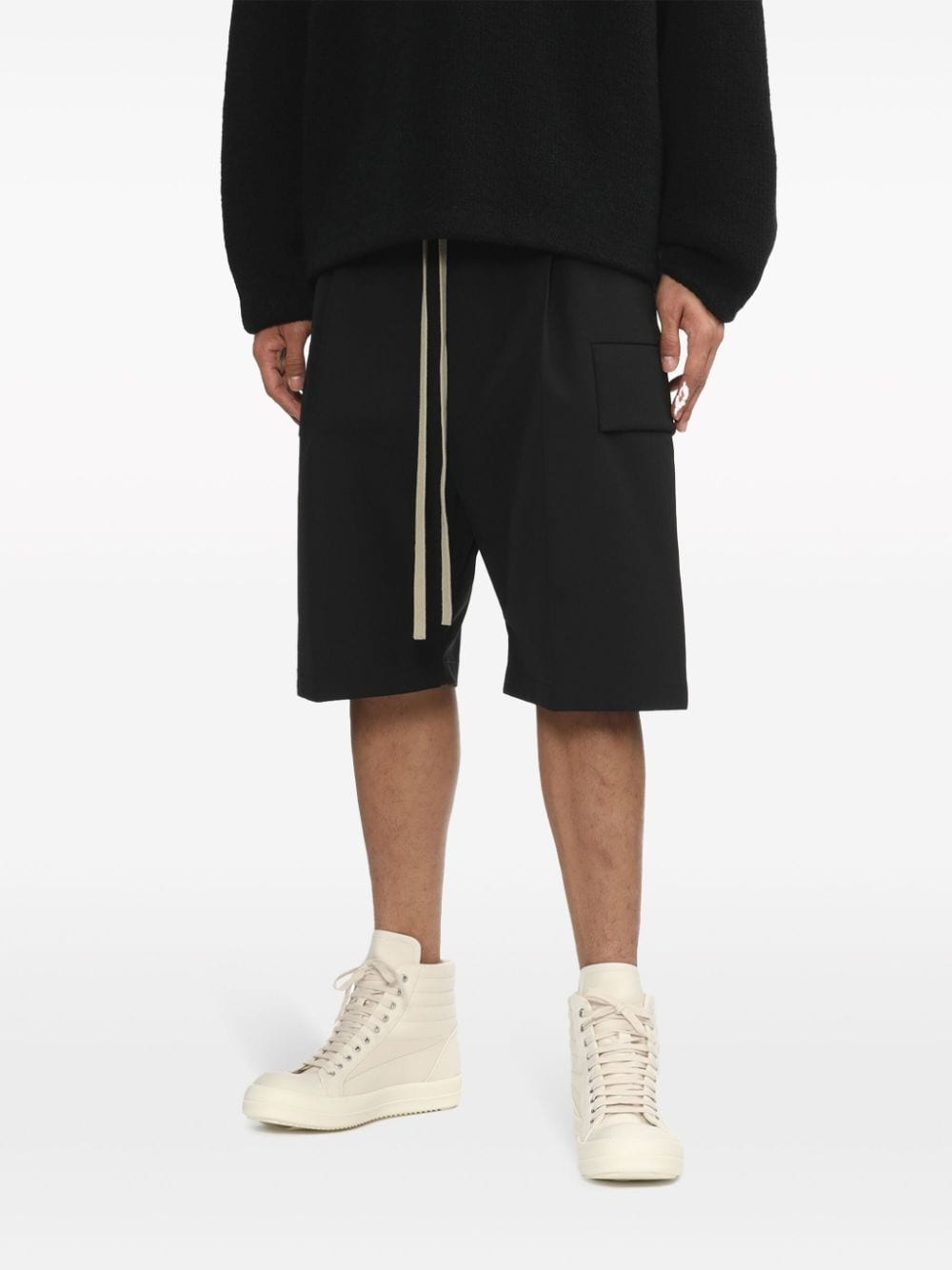 wool-cotton blend cargo shorts - 3