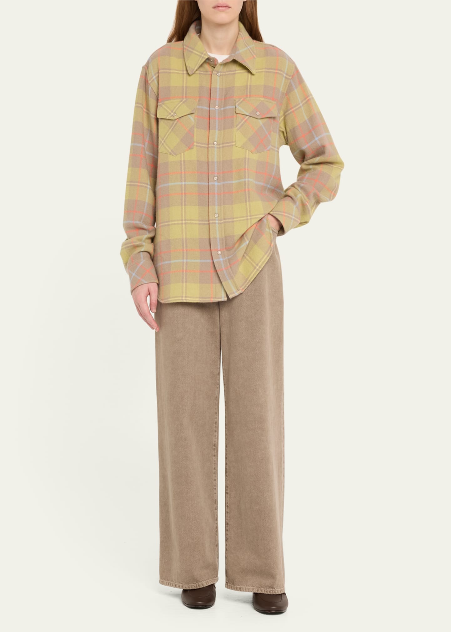 Earth Tartan Cashmere Button Down Shirt - 2