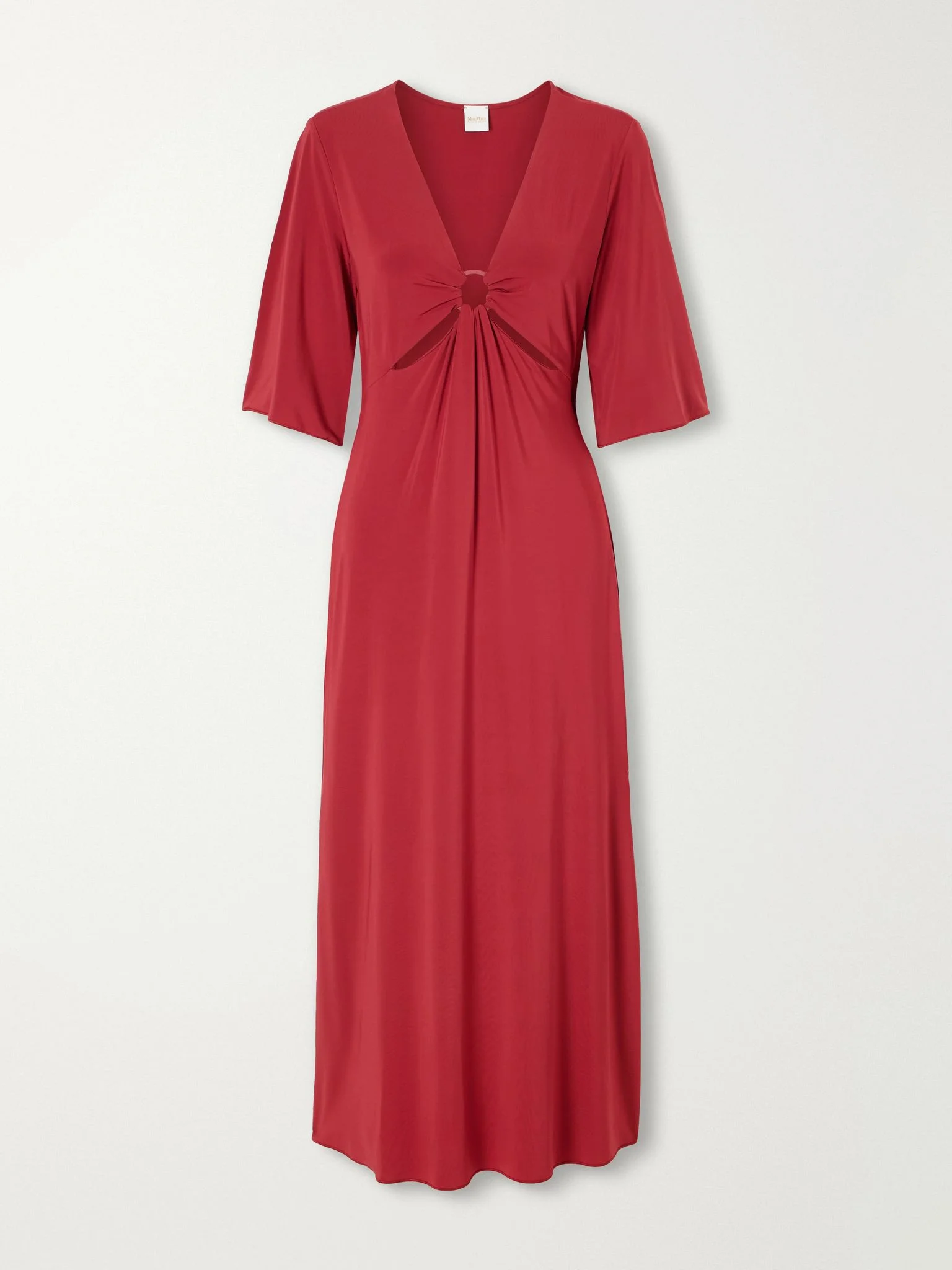 Riga ruched cut-out stretch-jersey maxi dress Burgundy - 1