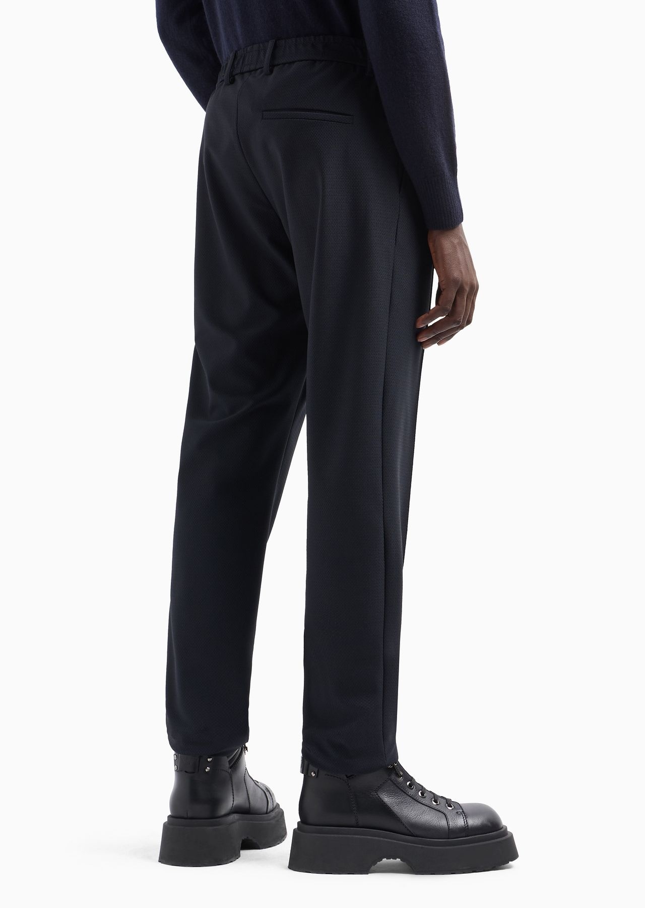 3D-effect micro-pattern technical-jersey trousers with ribbing - 3