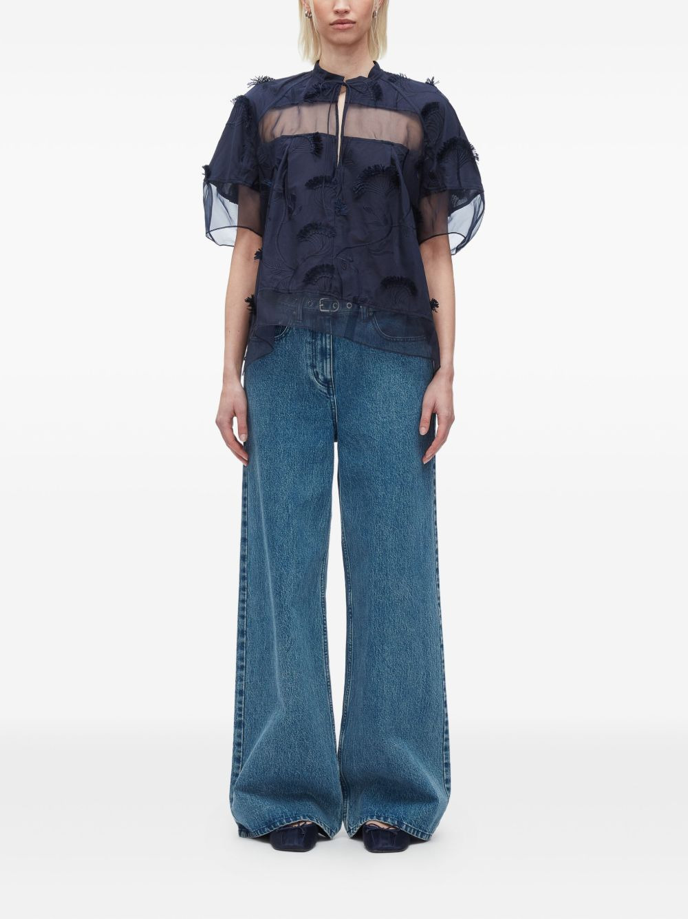 embroidered ruffled blouse - 2