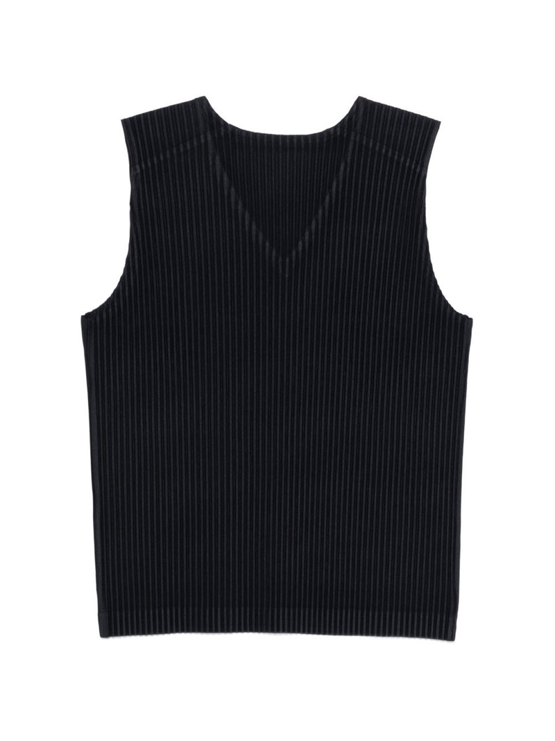 ISSEY MIYAKE V-neck pleated top outlook