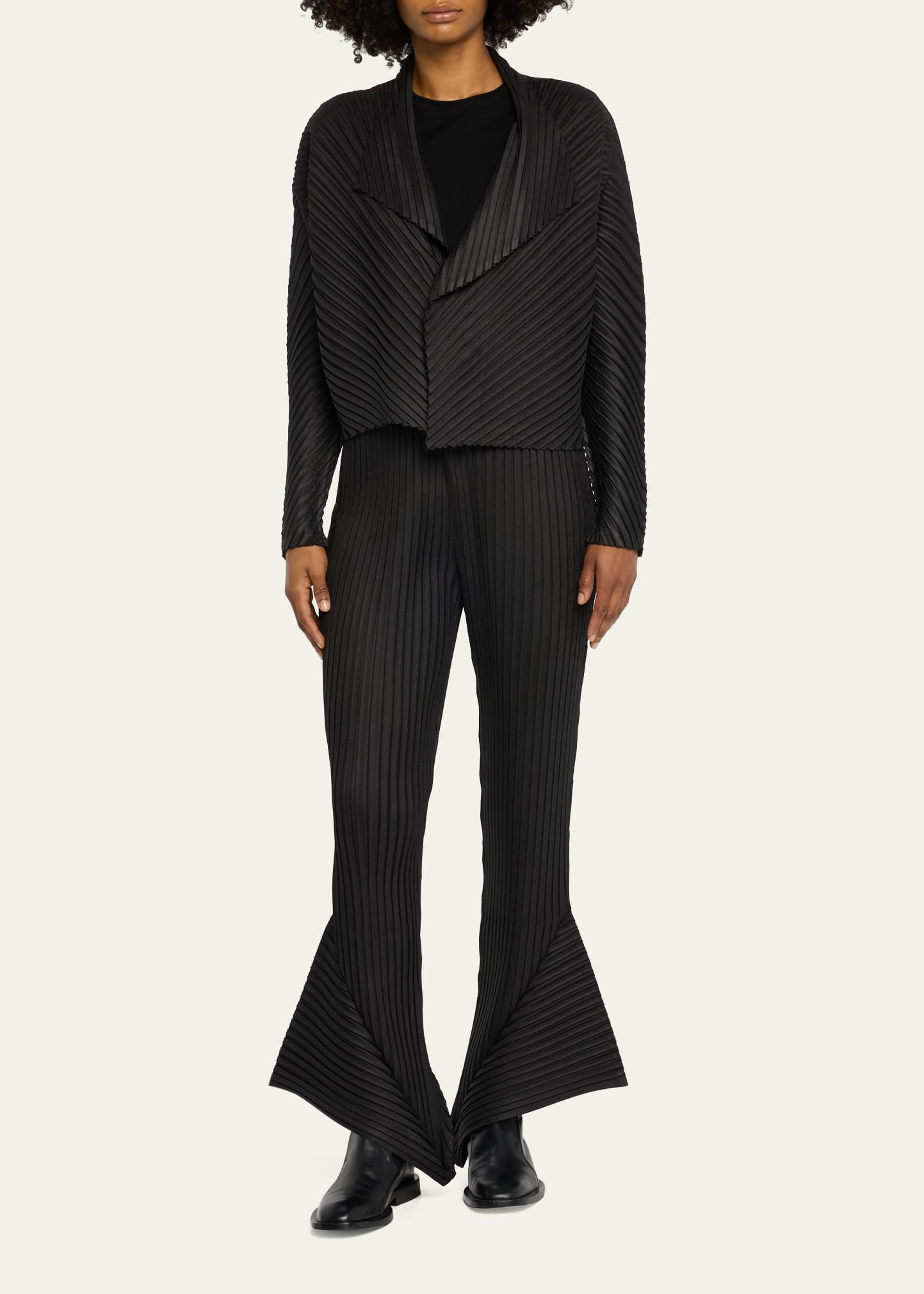 ISSEY MIYAKE Straight-Leg Angled Pleated Pants | bergdorfgoodman