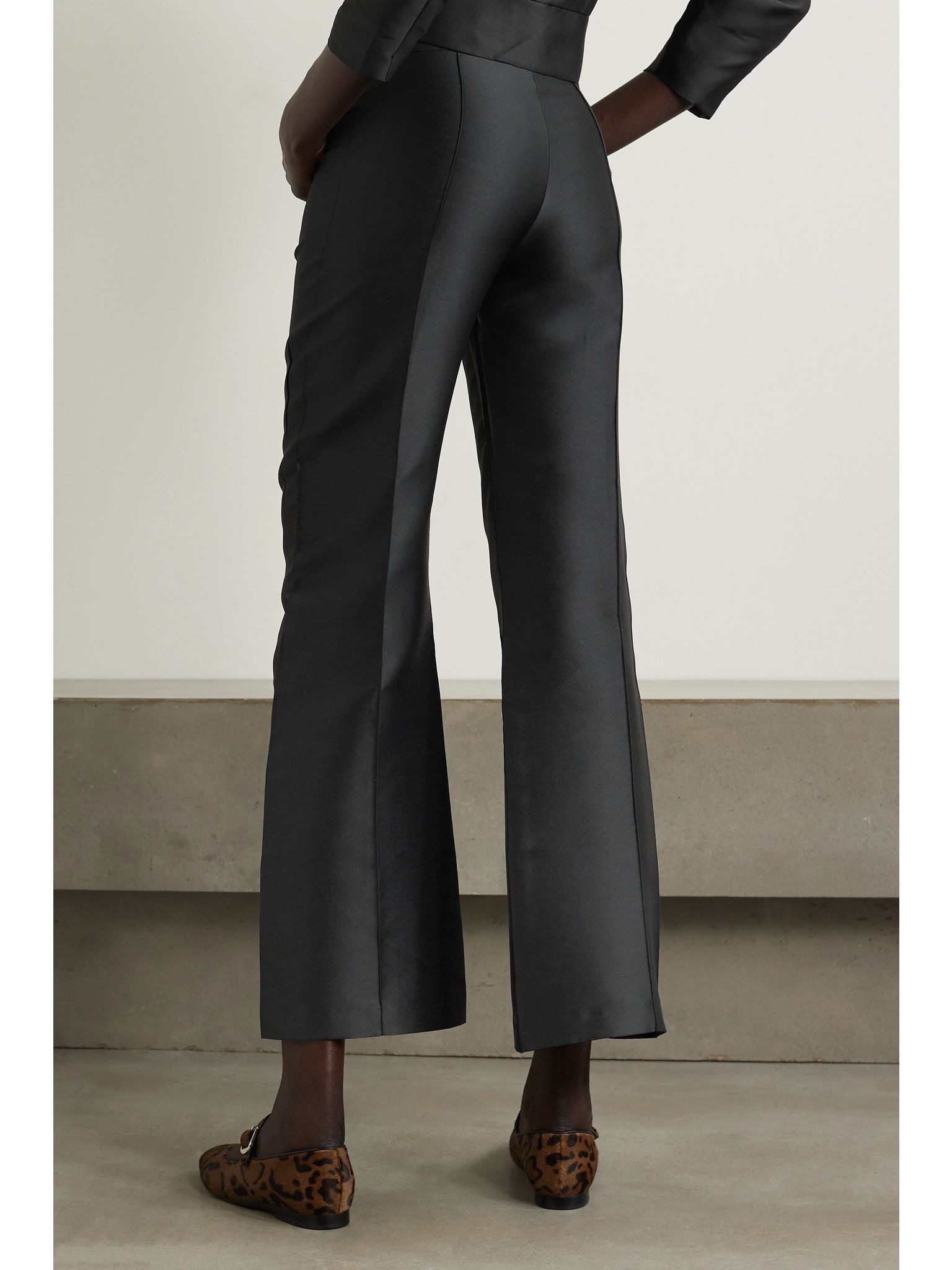 Yoshitomo pleated faille wide-leg pants Black - 3