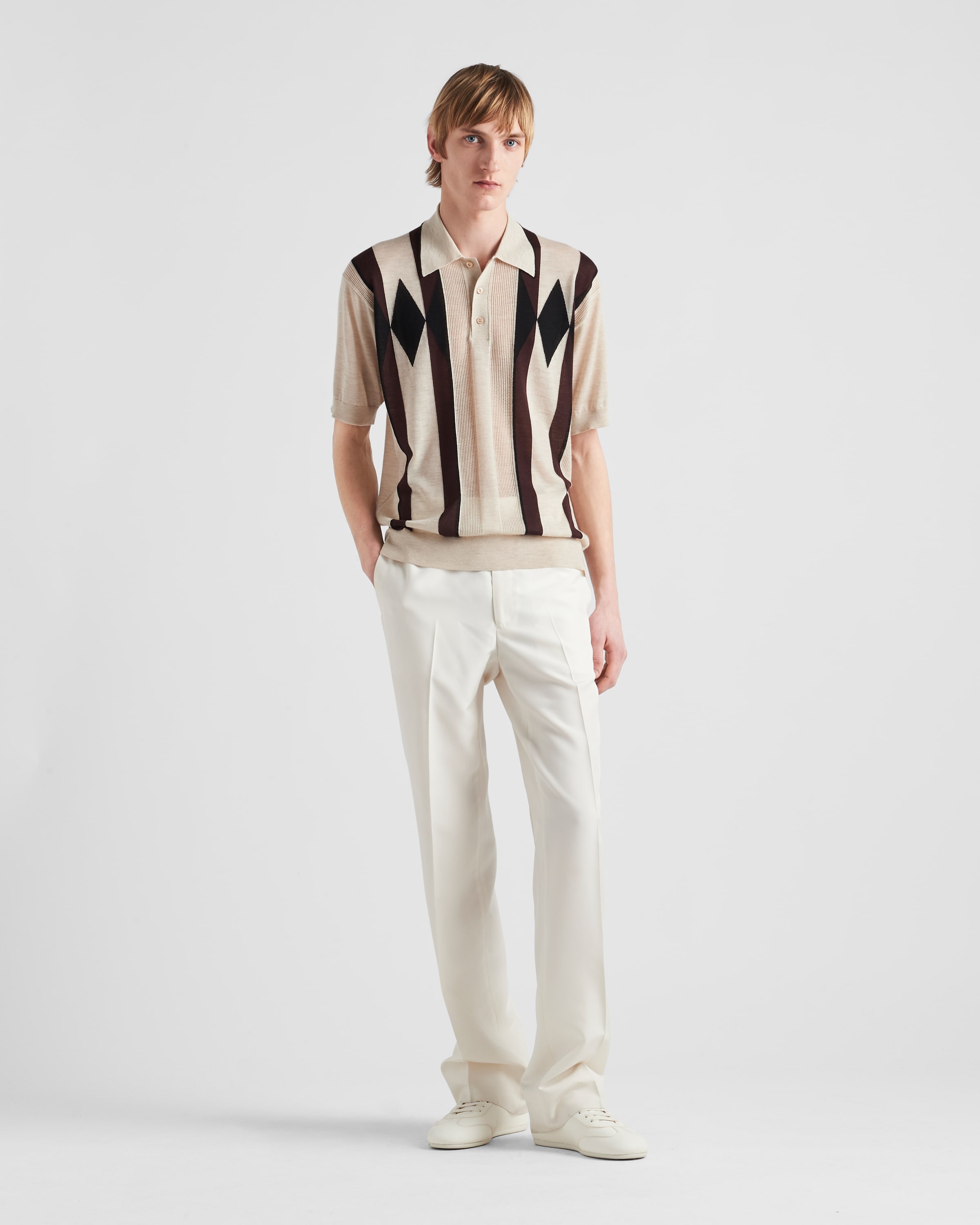 Argyle knit cashmere polo shirt - 2