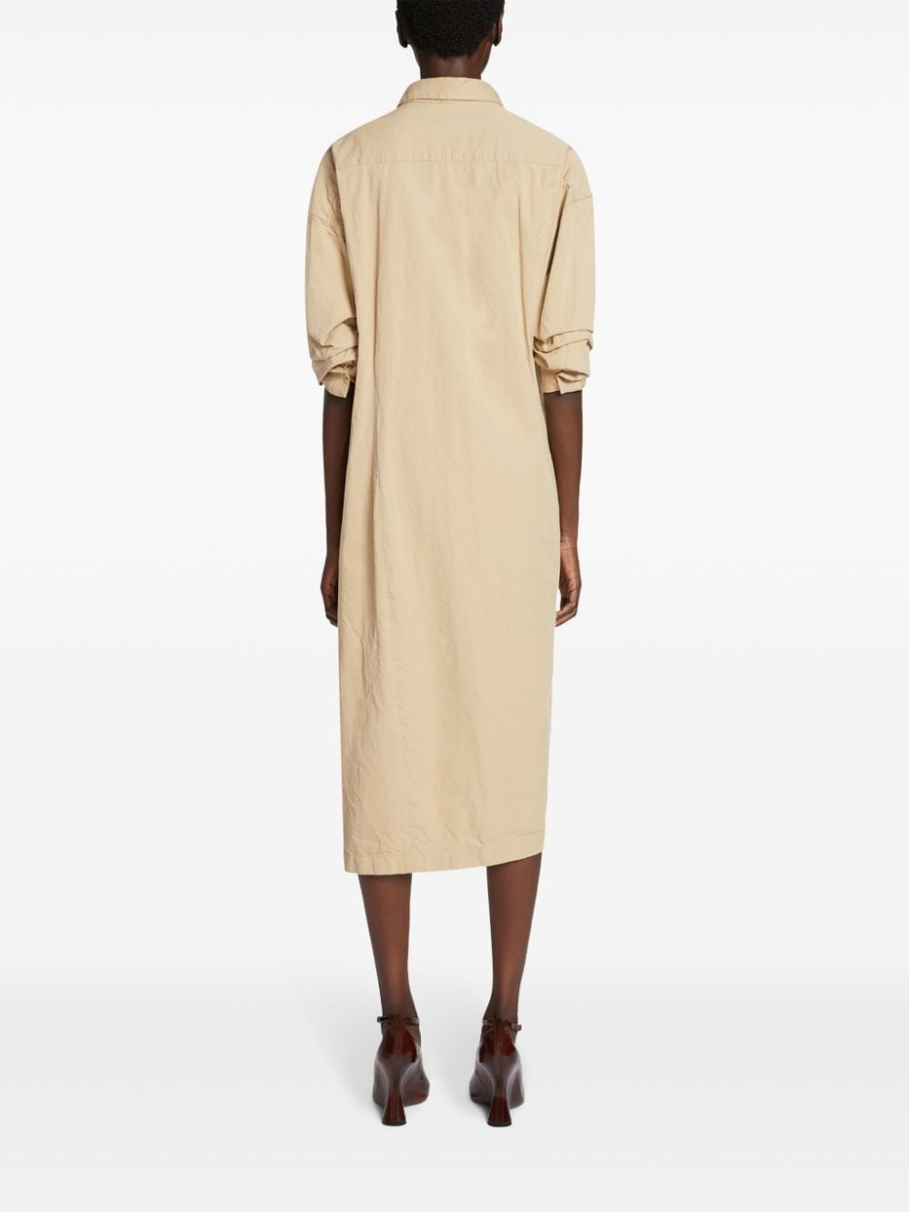 draped cotton shirt dress - 4