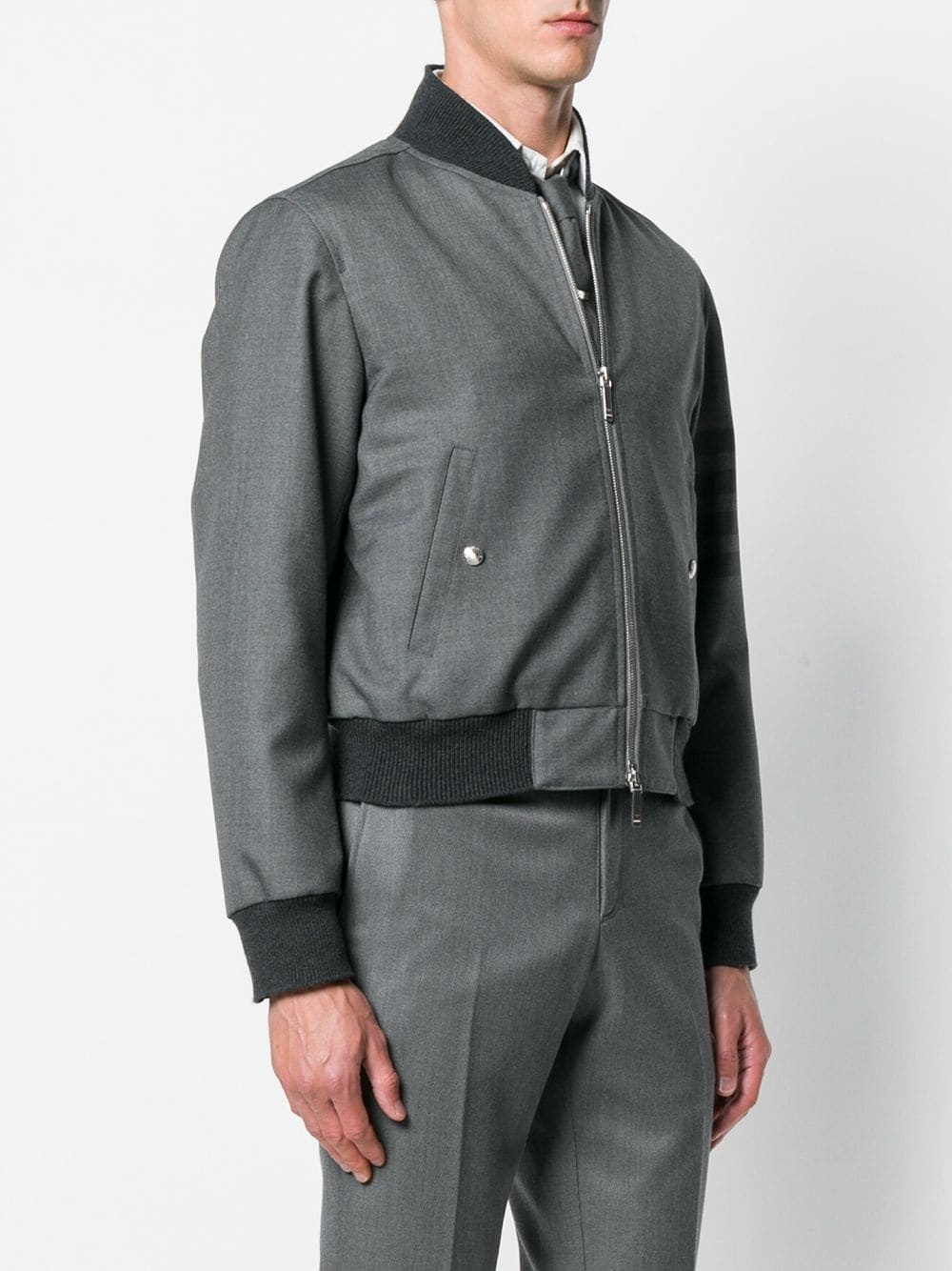4-Bar Ribbed Knit Blouson Jacket - 3