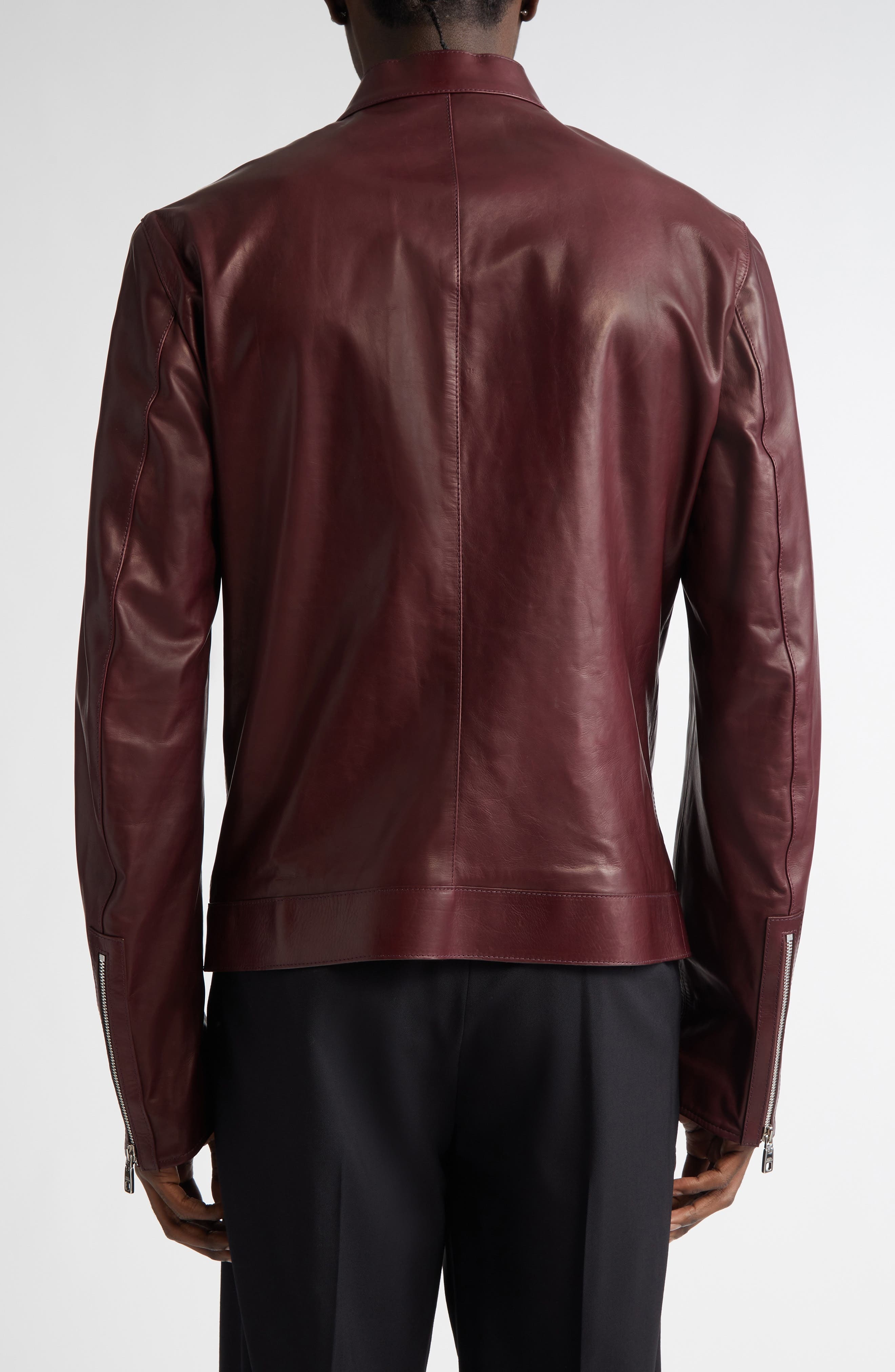 Dolce&Gabbana Leather Biker Jacket in Marrone/Viola Scuro at Nordstrom - 2