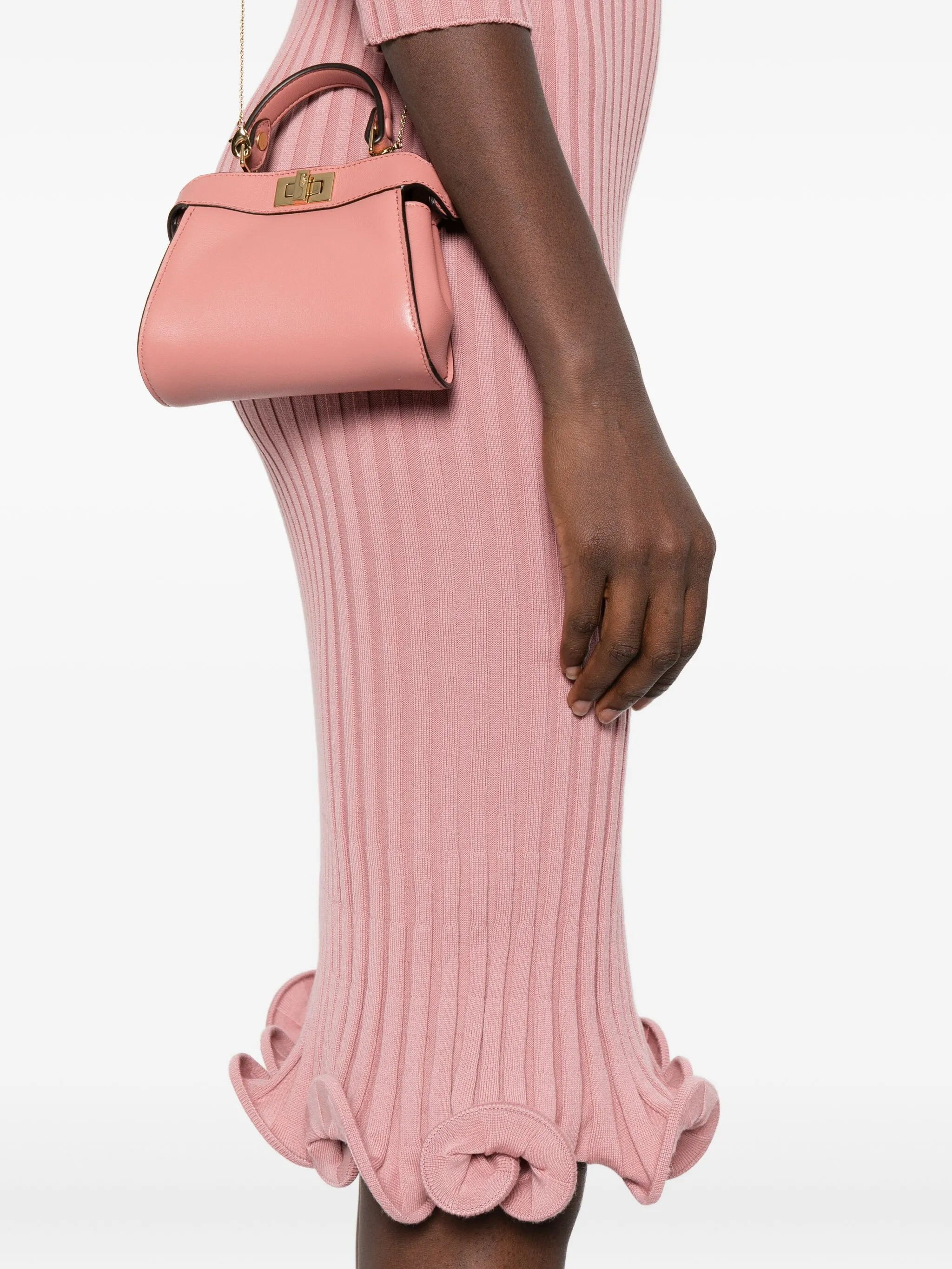 ribbed-knit ruffled midi dress - 5