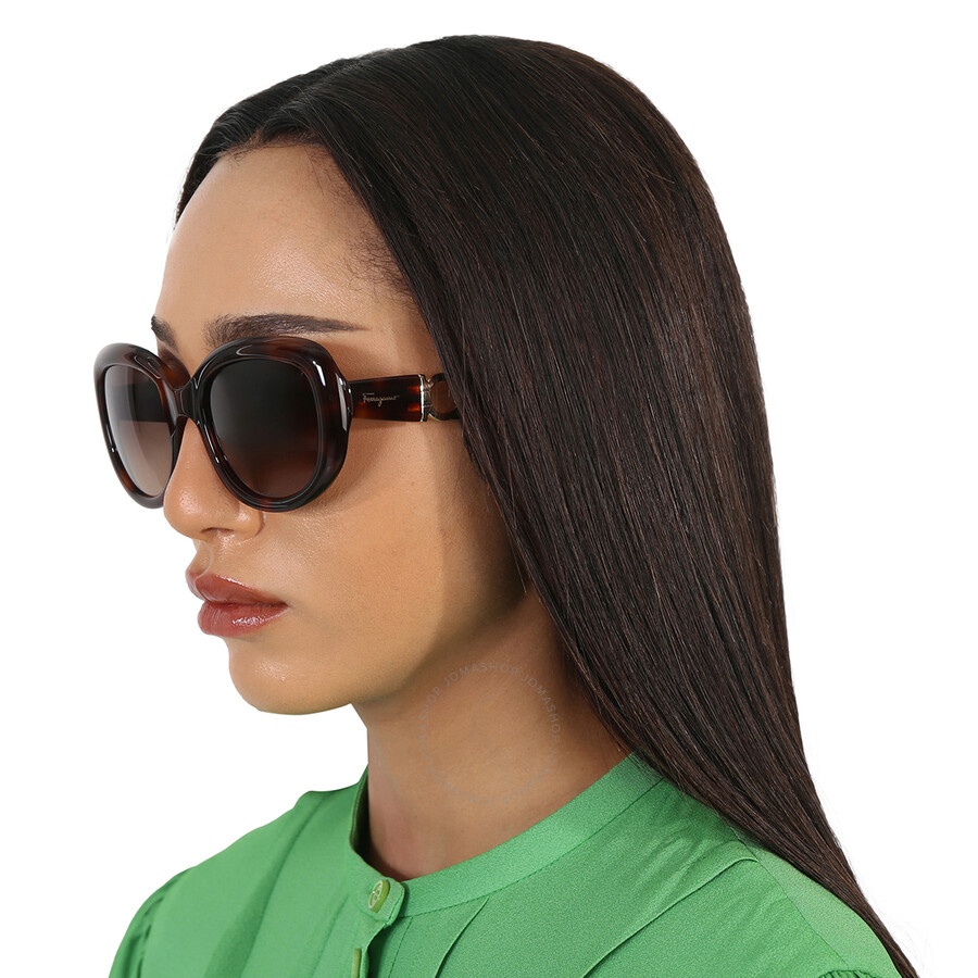 Salvatore Ferragamo Brown Oval Ladies Sunglasses SF727S 214 53 - 2