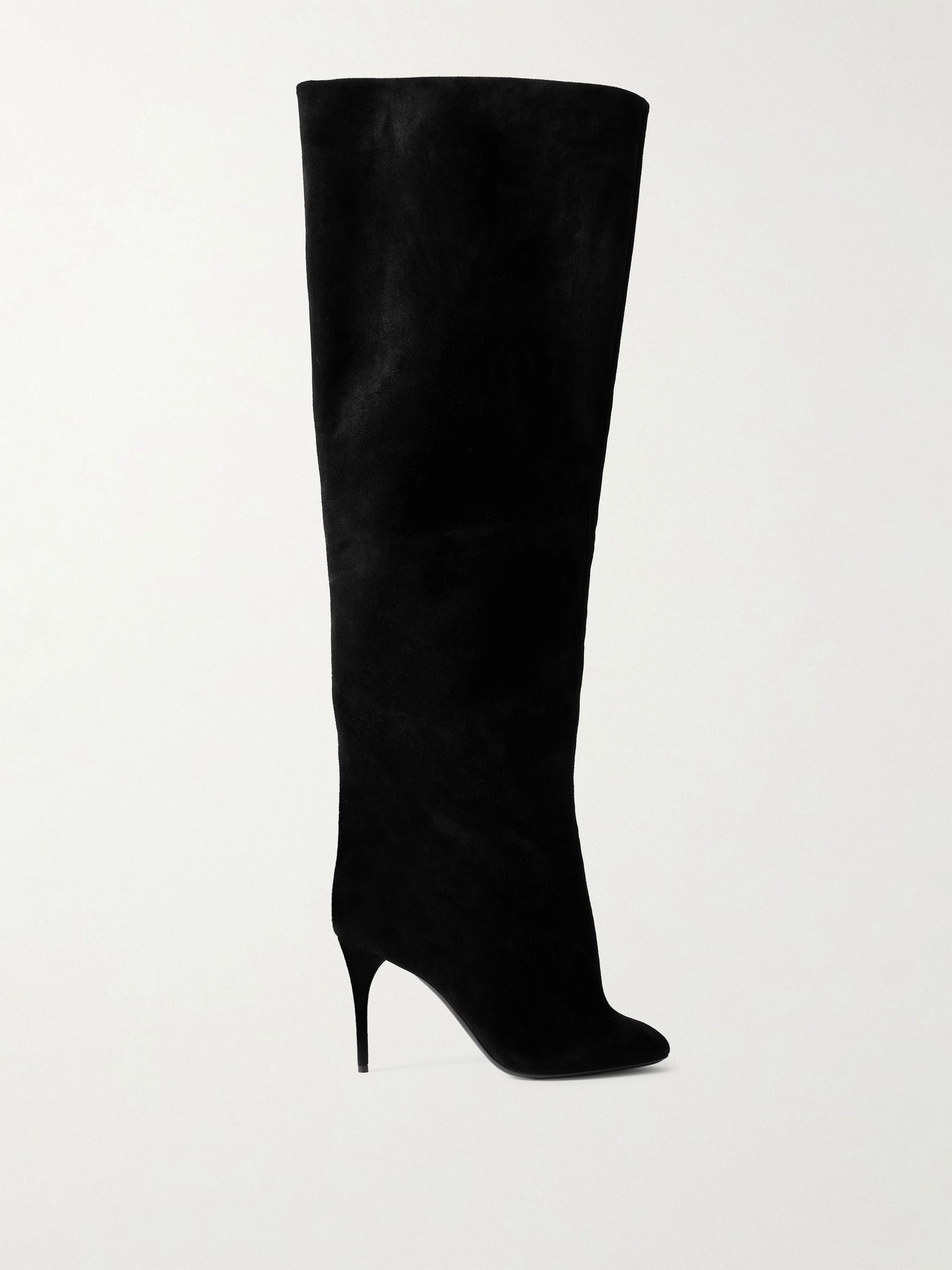 Suede over-the-knee boots Black - 1