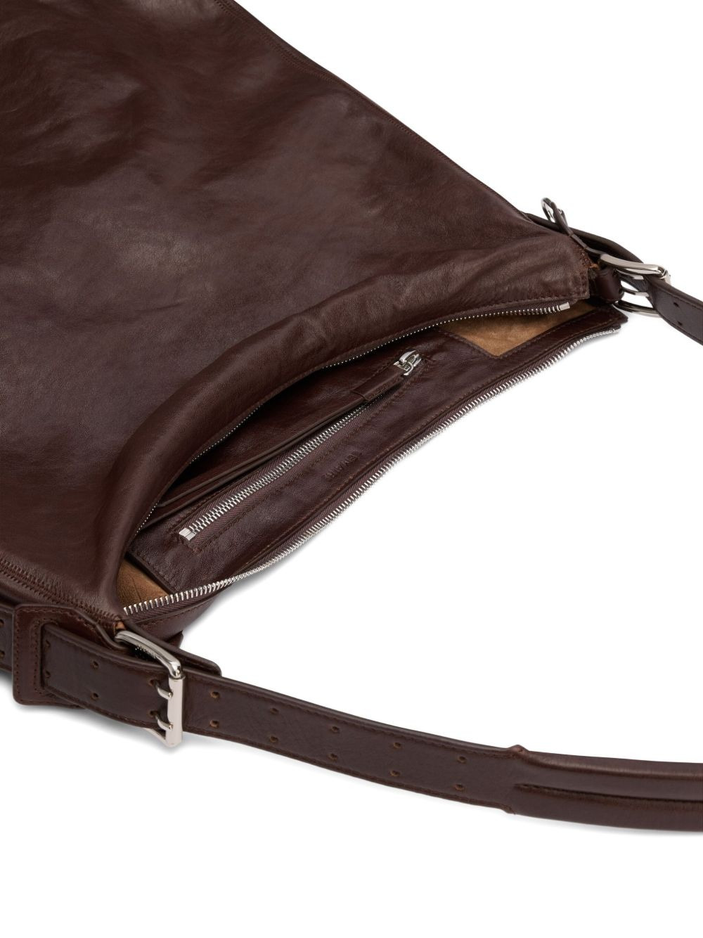 belted leather tote bag - 4