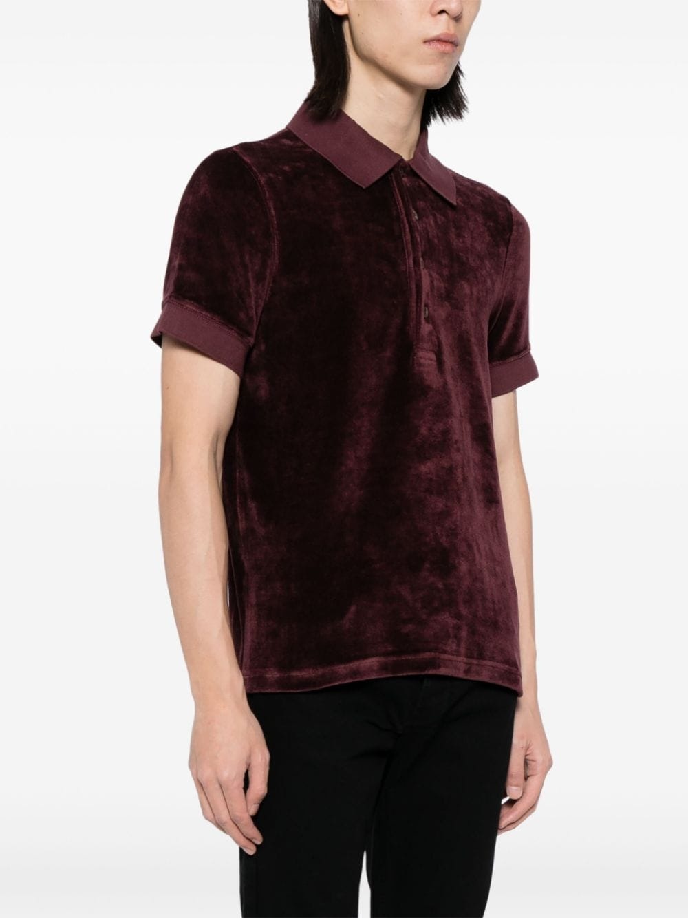 crushed velvet polo shirt - 3