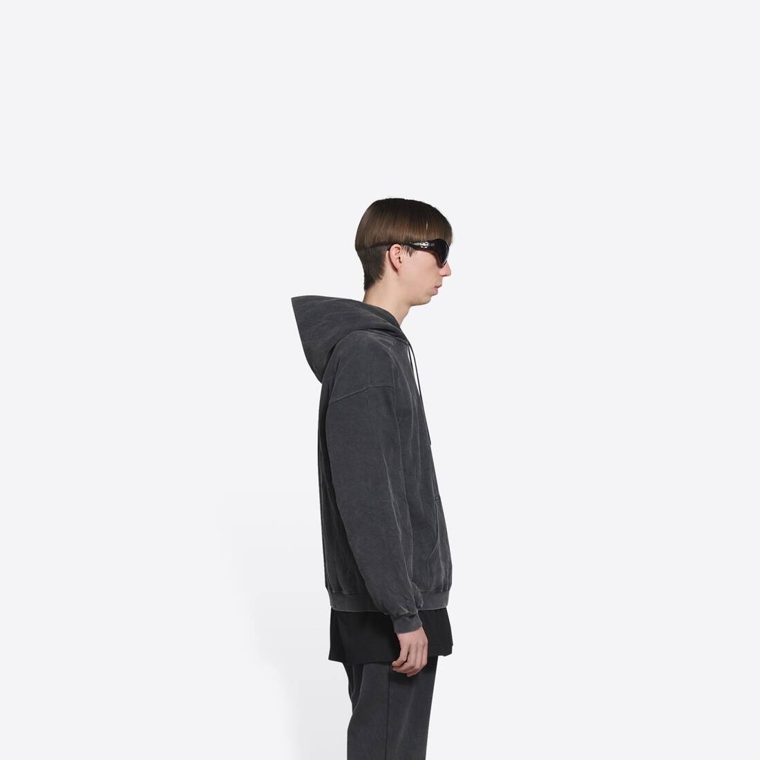 Men's Sporty B Medium Fit Hoodie in Black - 4