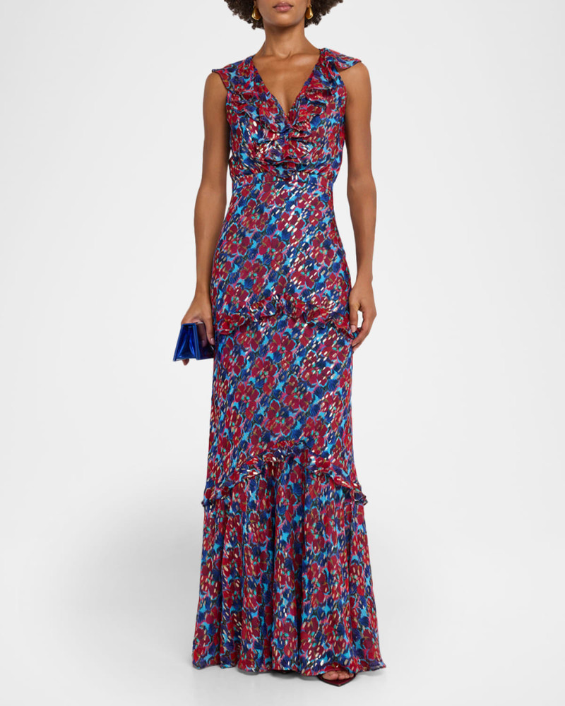 SALONI Rita Floral Ruffled Maxi Dress outlook