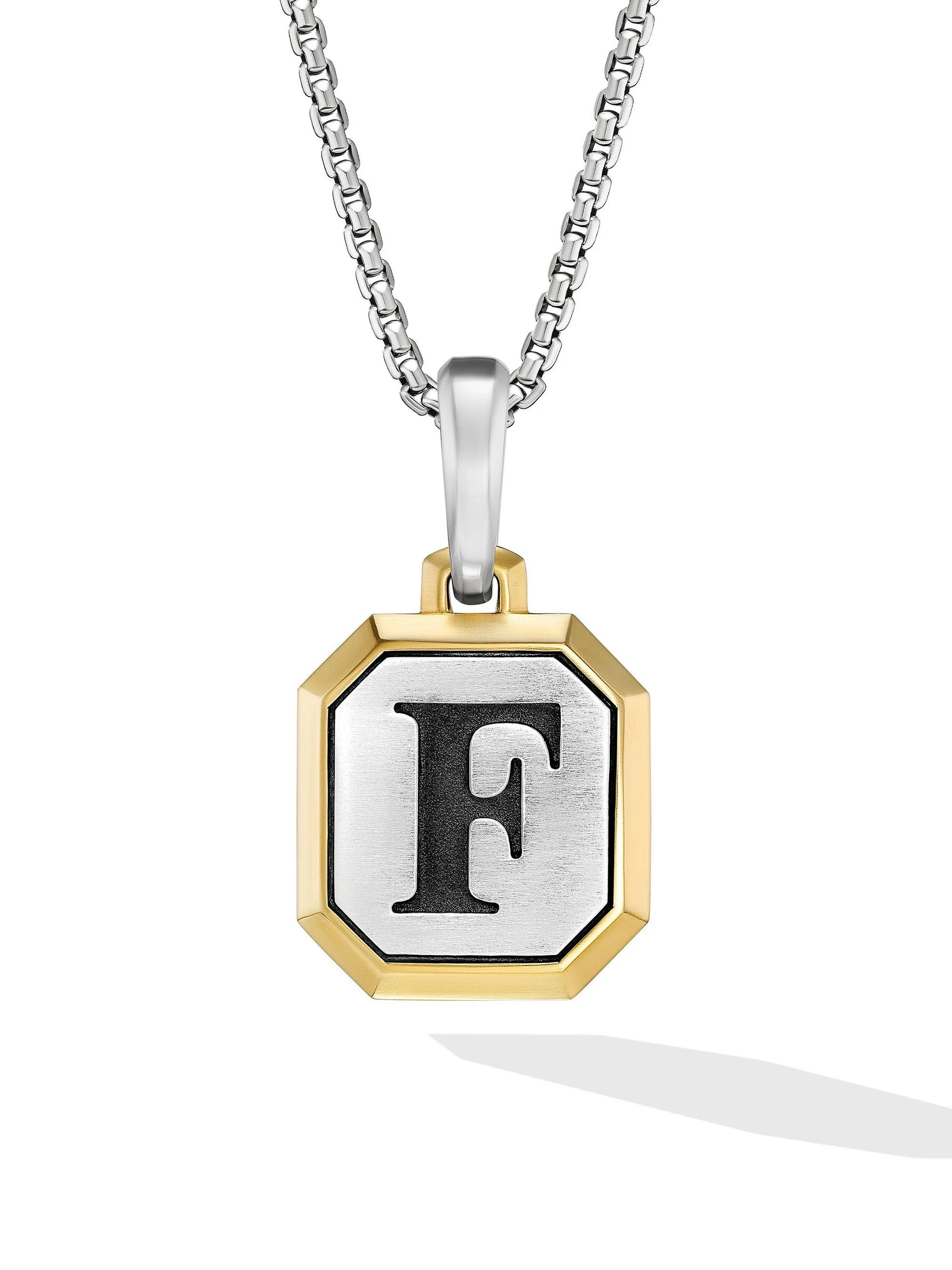 Men's Initial Amulet in Sterling Silver - F Silver - 1