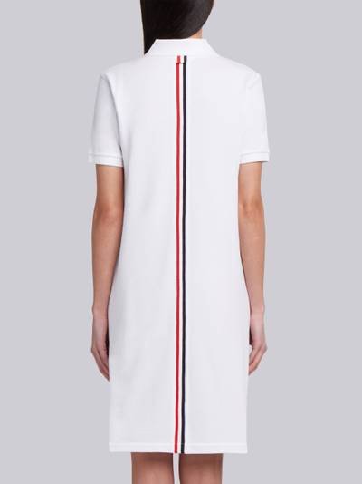 Thom Browne White Classic Cotton Pique Center Back Stripe A-line Short Sleeve Polo Shirtdress outlook