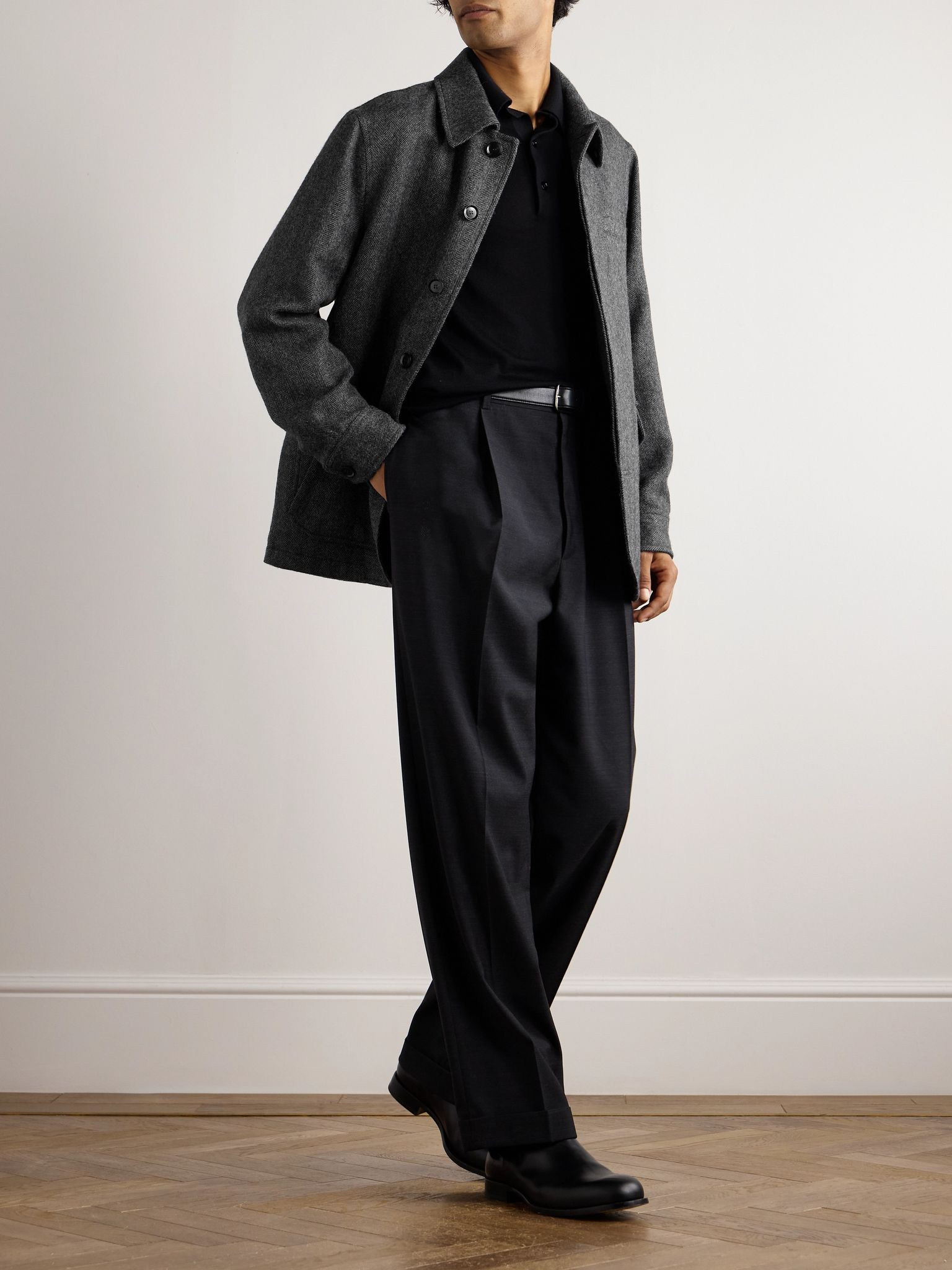 Herringbone Alpaca Chore Jacket Gray - 2