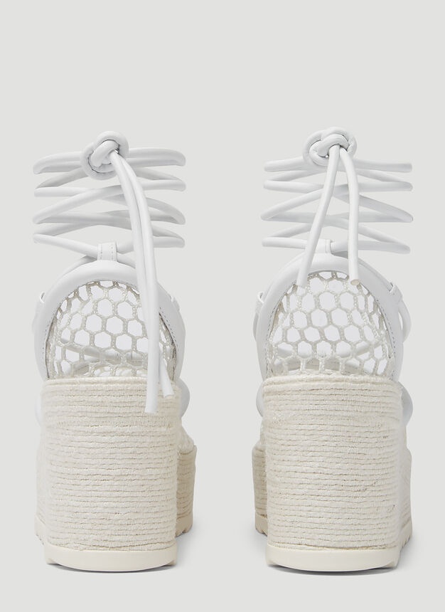 Bottega Veneta Stretch Espadrille Wedges in White | lncc