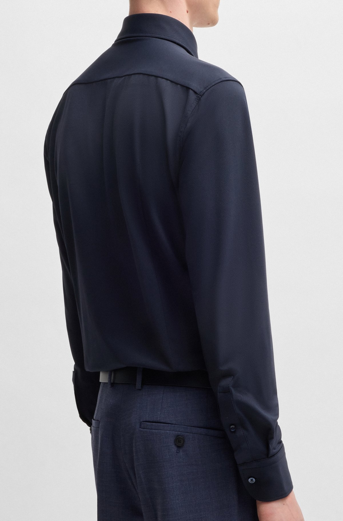 SLIM-FIT SHIRT IN STRUCTURED PERFORMANCE-STRETCH JERSEY - 6