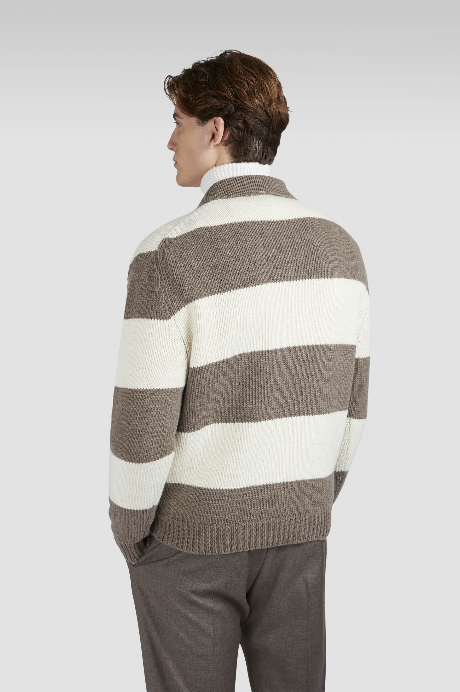 STRIPED RE-WOOL POLO SHIRT - 3