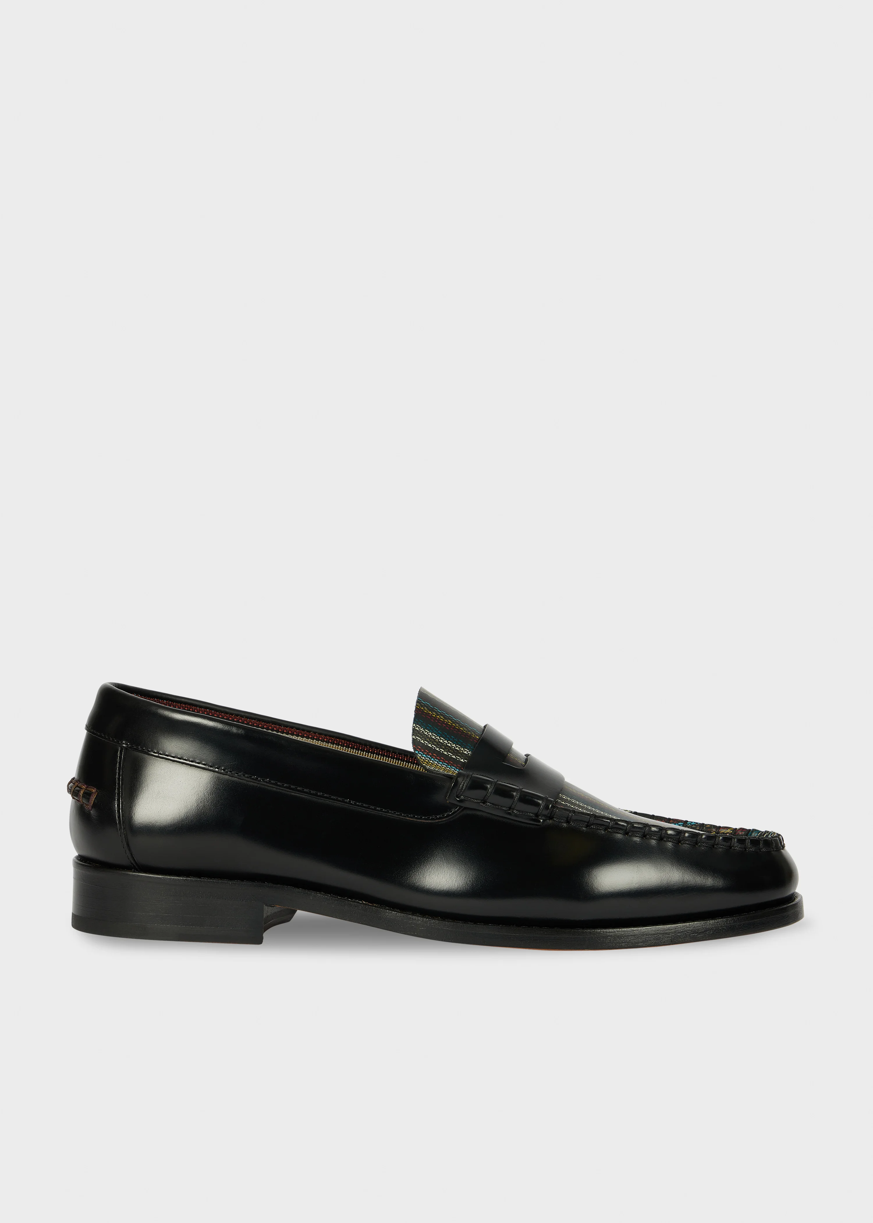 Black 'Signature Stripe' Leather 'Lido' Loafers - 1