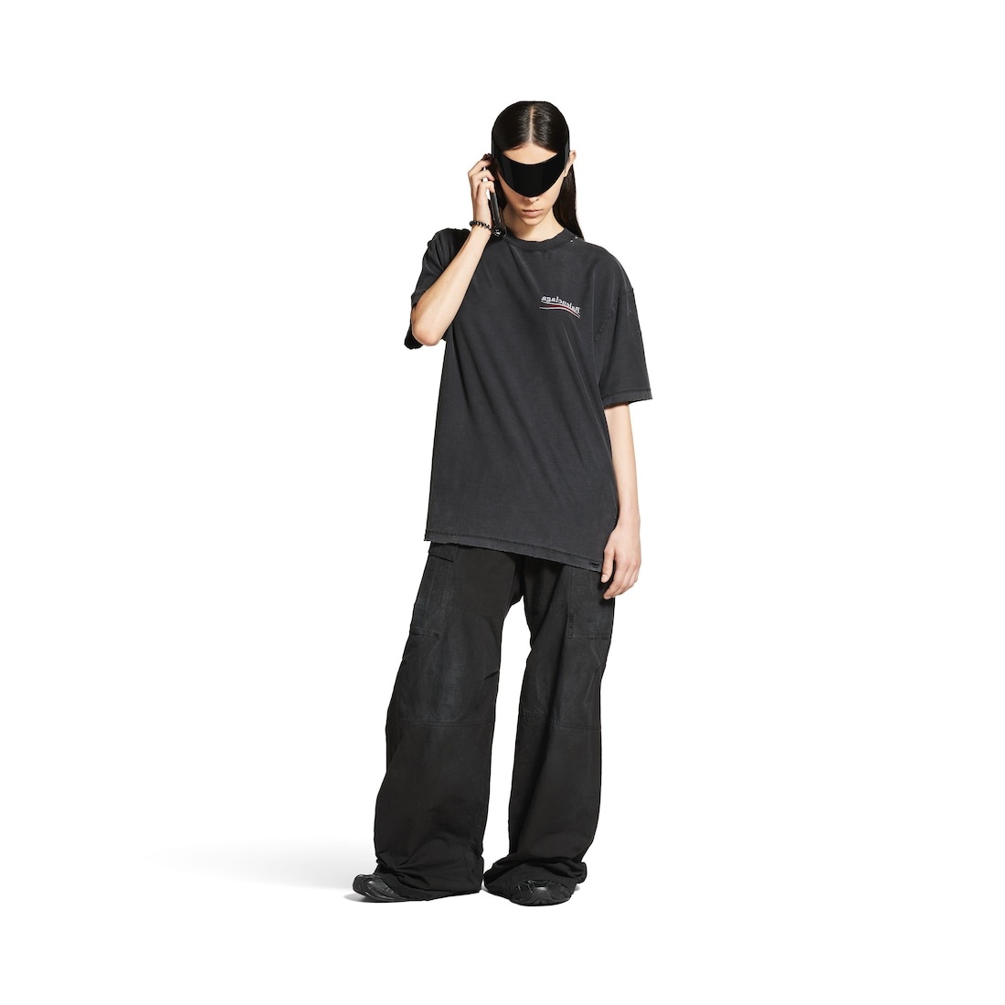 Political Campaign Inside-out T-shirt Large Fit in Black/white/red - 4
