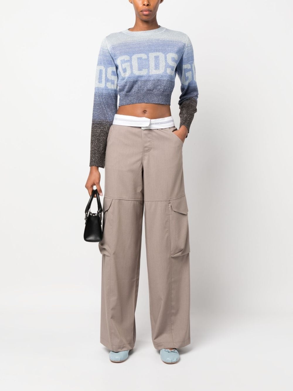 intarsia-knit logo cropped jumper - 2