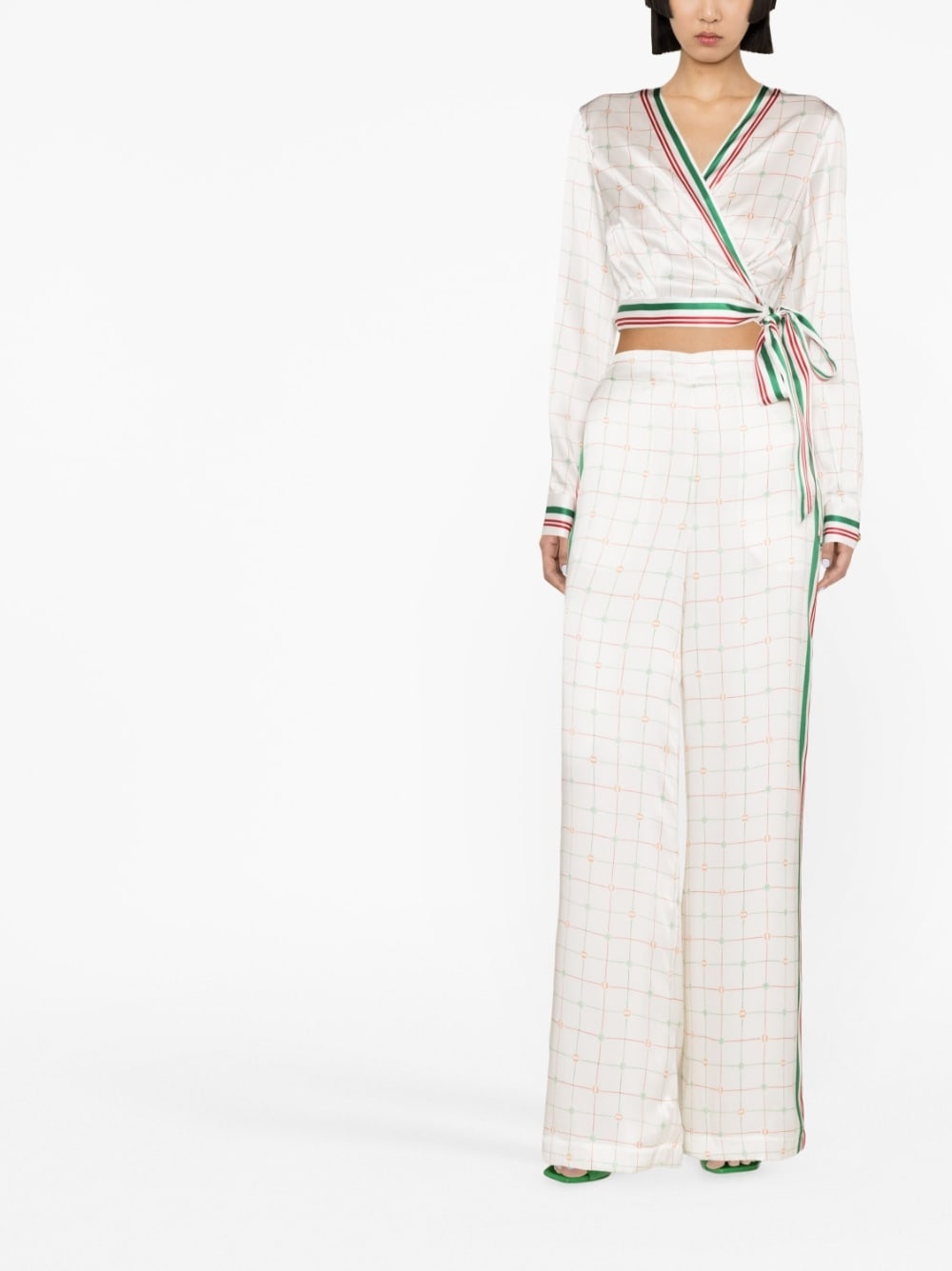 printed wrap crop top - 3