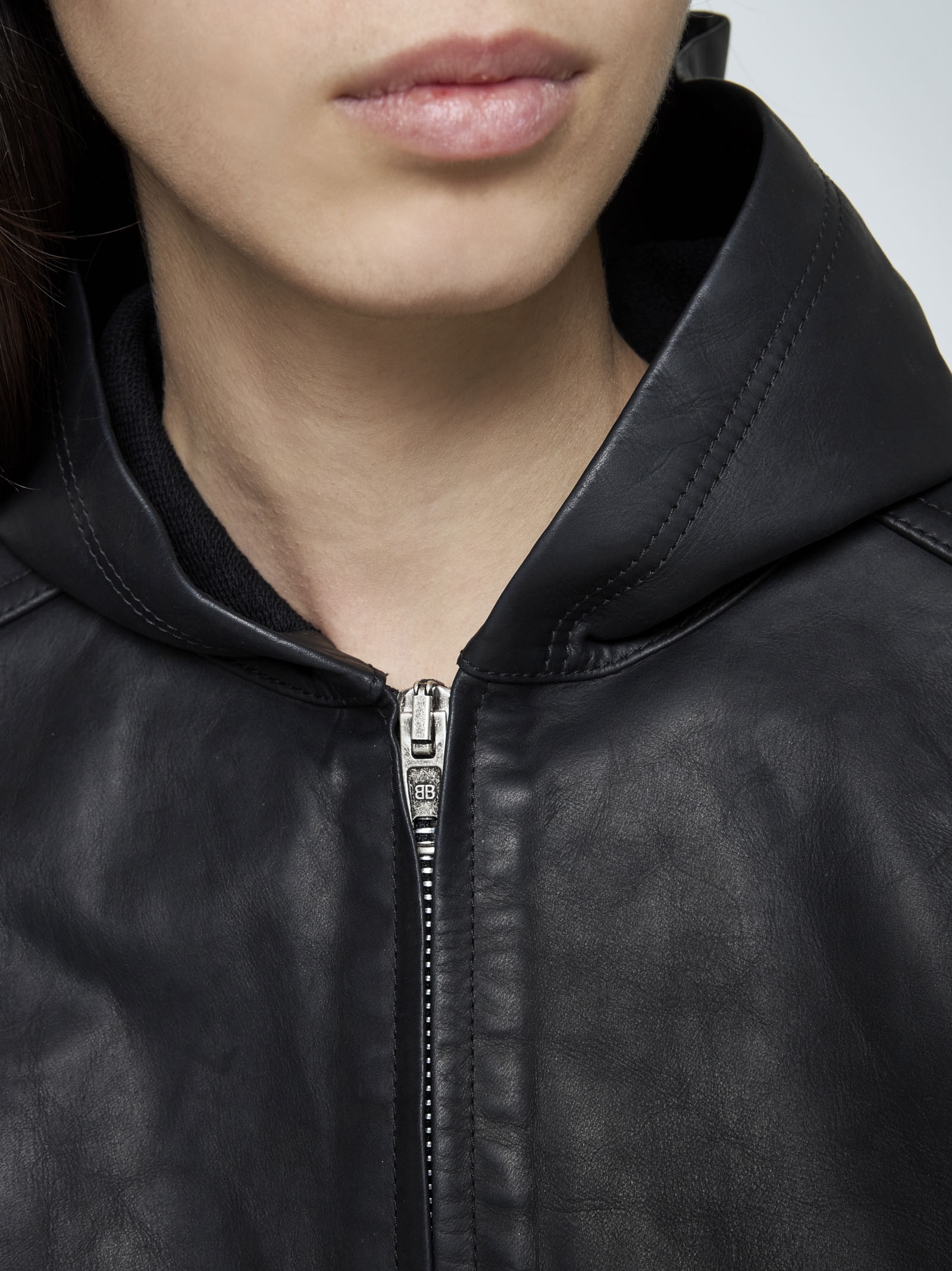 BALENCIAGA Leather zip-up hoodie | danielloboutique | REVERSIBLE