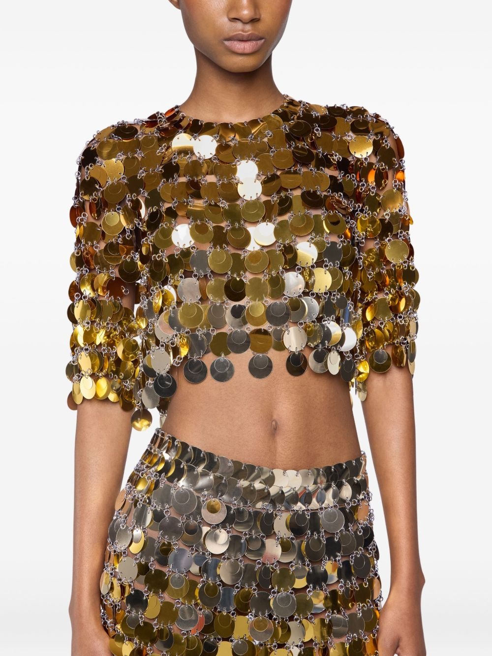 chainmail-embellished cropped top - 4