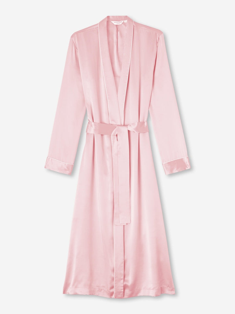 Women's Long Dressing Gown Bailey 2 Silk Satin Pink 1