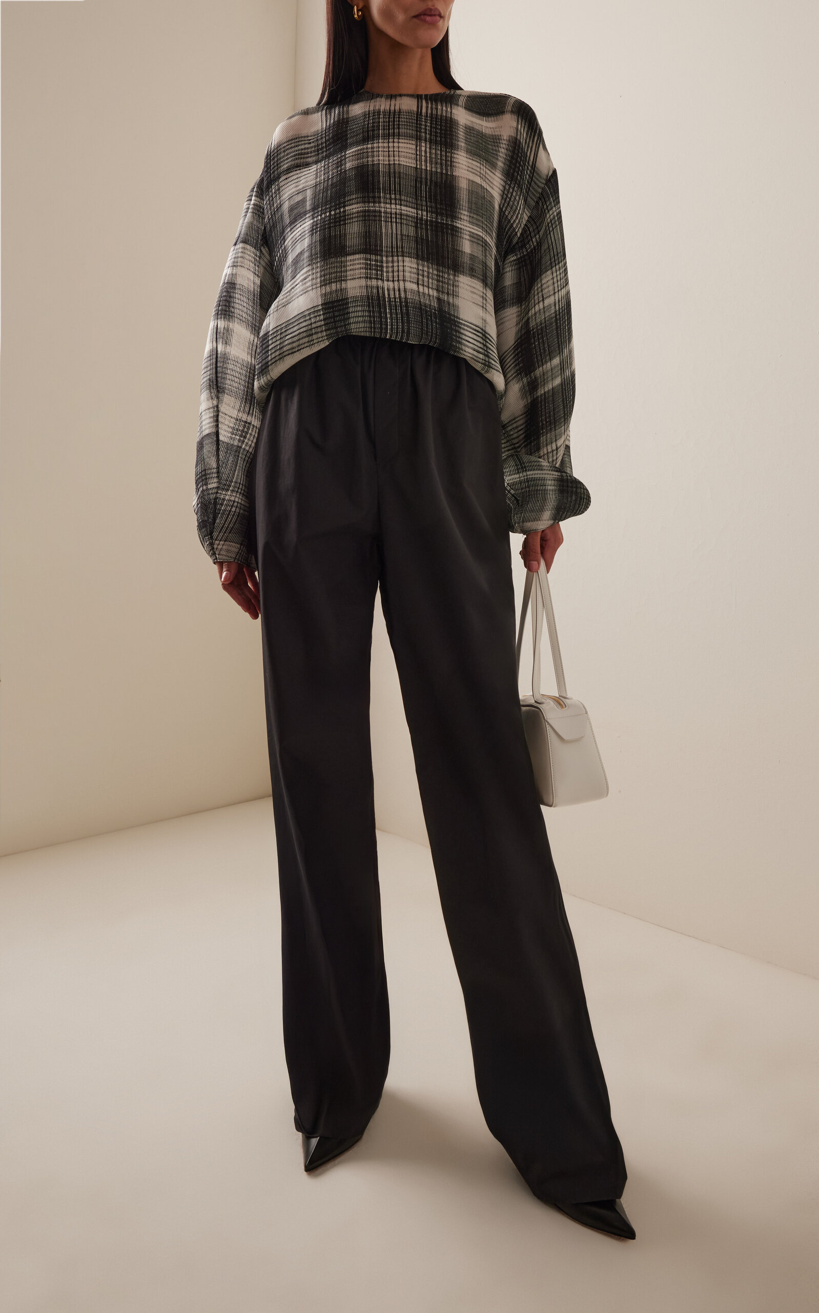 The Briggs Printed Silk Blouse plaid - 3