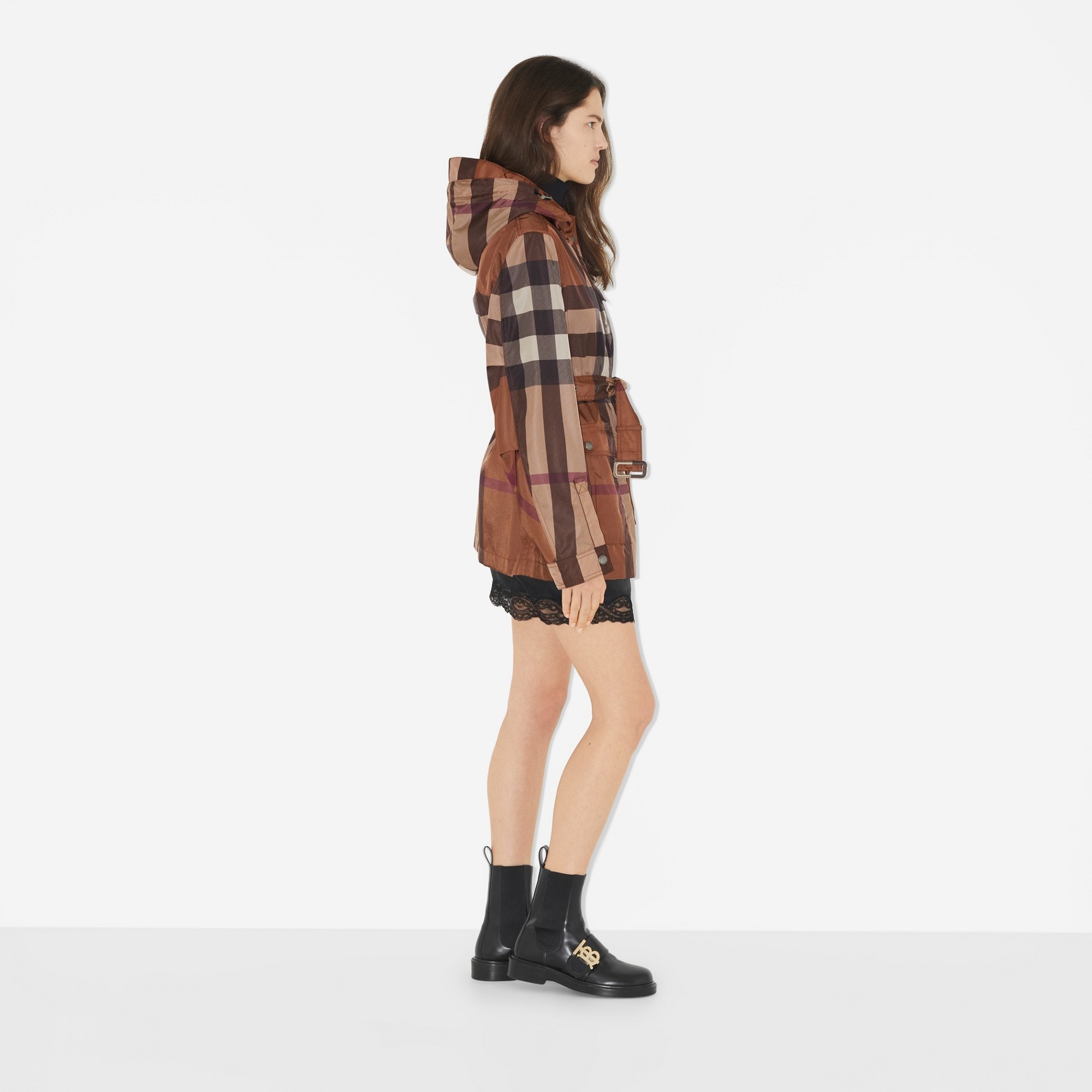 Check Nylon Hooded Field Jacket - 3