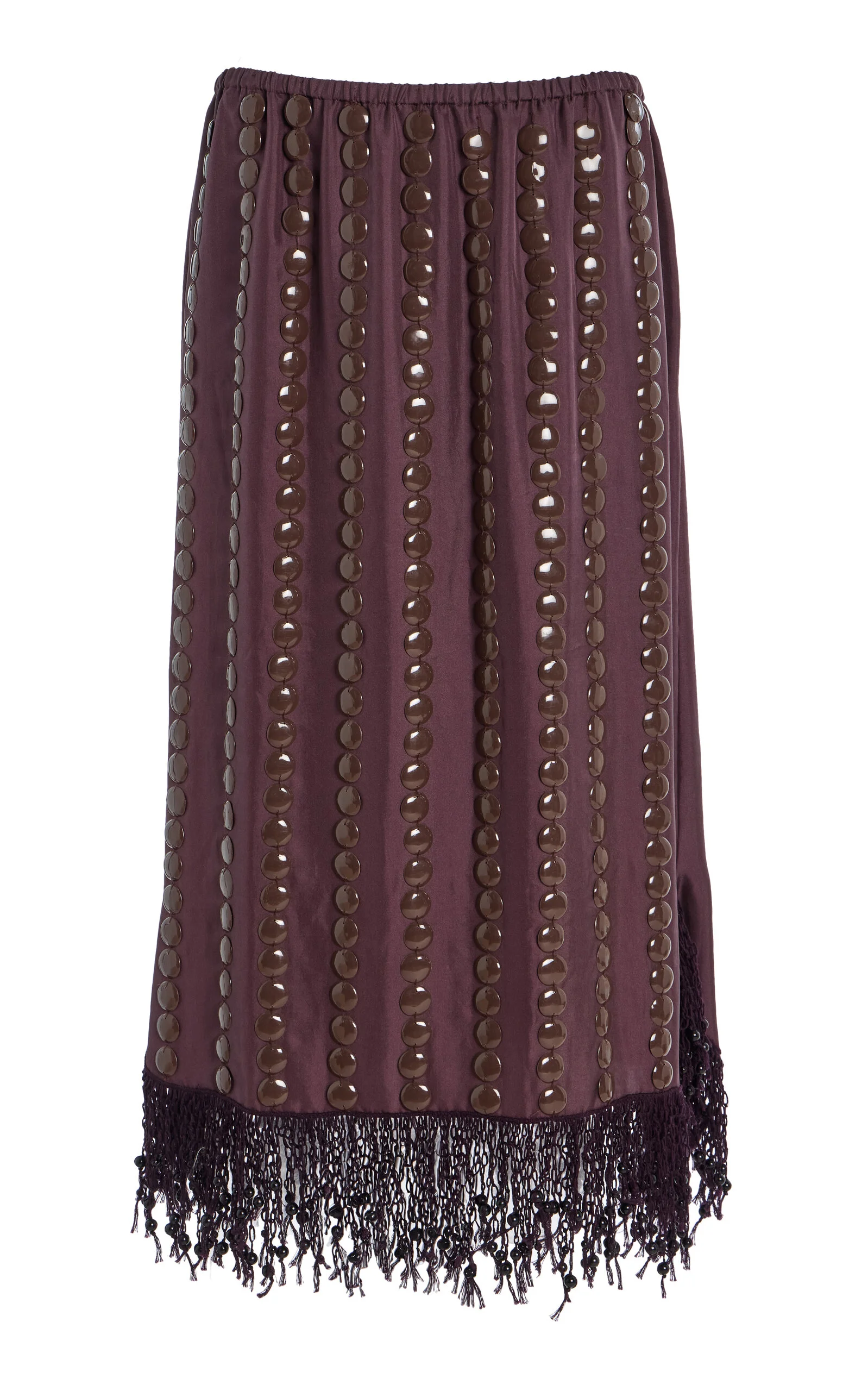 Coverley Embellished Silk Twill Midi Skirt berry - 1