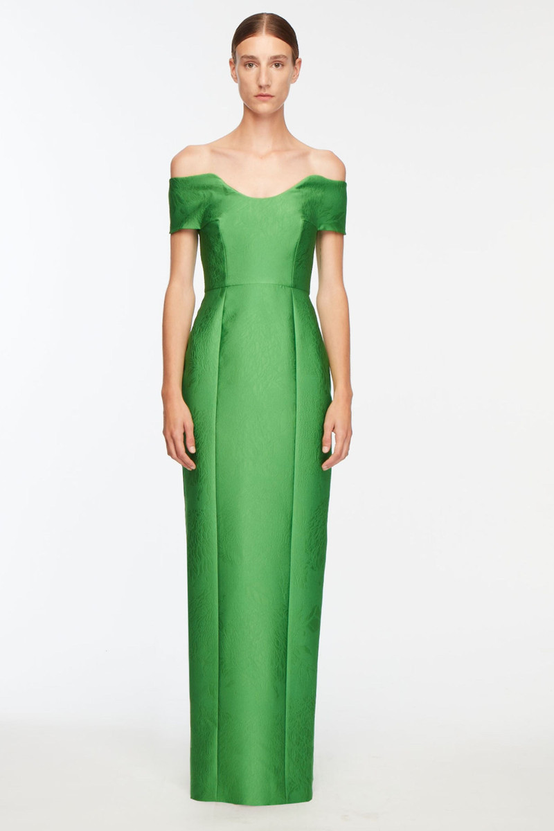 EMILIA WICKSTEAD Aislin Dress In Green Embossed Cloque outlook