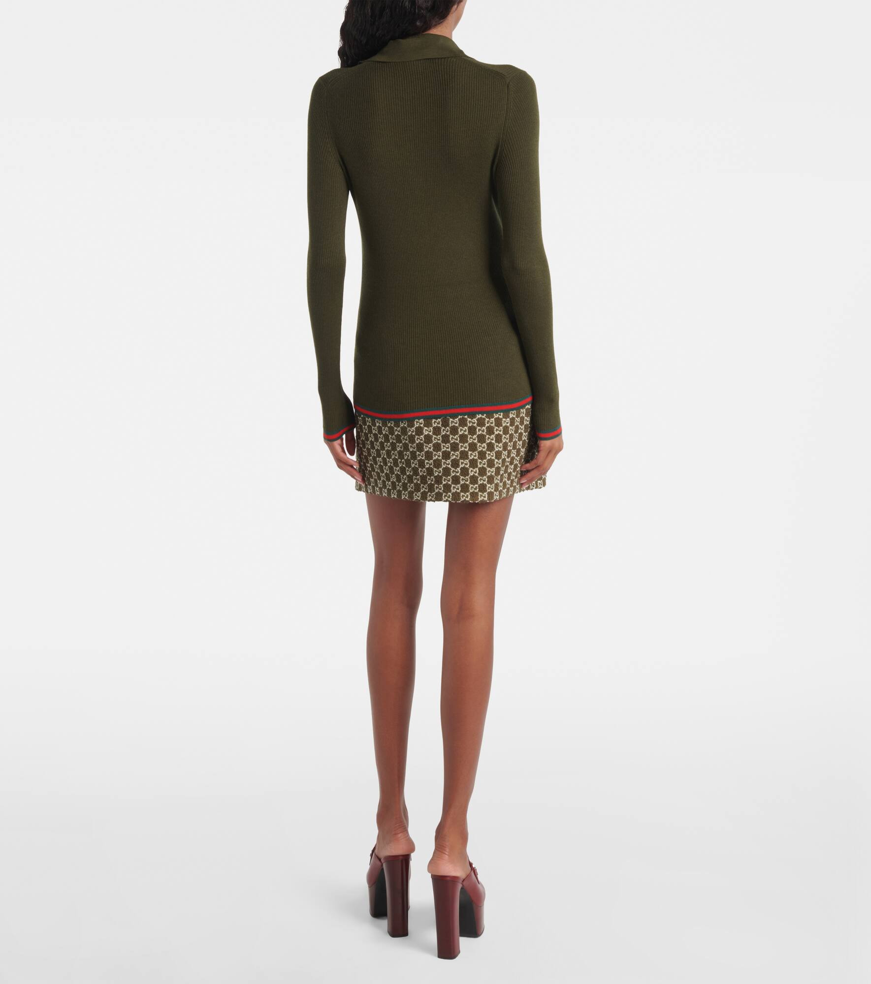 Web Stripe cashmere and silk polo sweater - 3