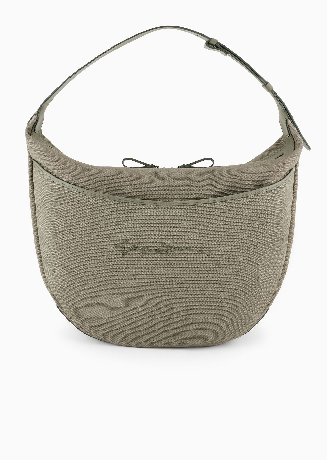 Canvas oversized crescent-shaped shoulder bag - 1