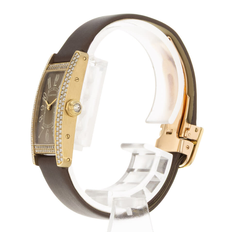 Pre-owned Cartier Tank Americaine Quartz Diamond Brown Dial Ladies Watch WB705631 - 6