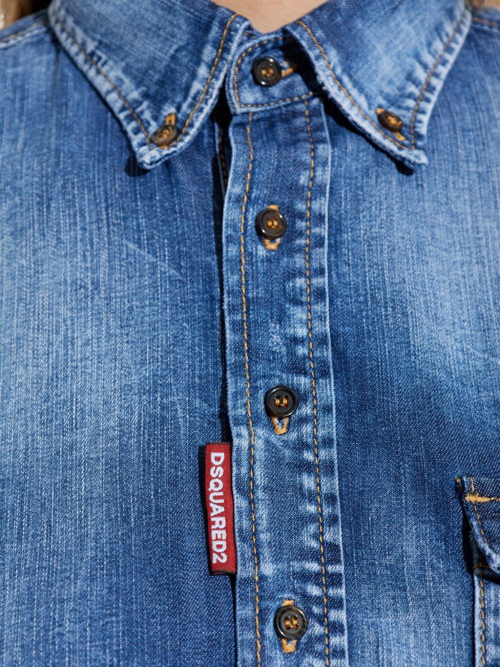 button-fastening denim mini dress - 5