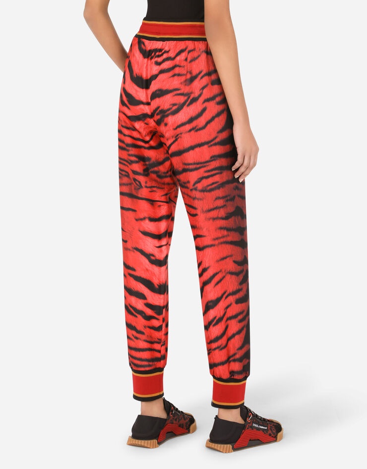 Tiger-print twill pants with ankle cuffs - 5