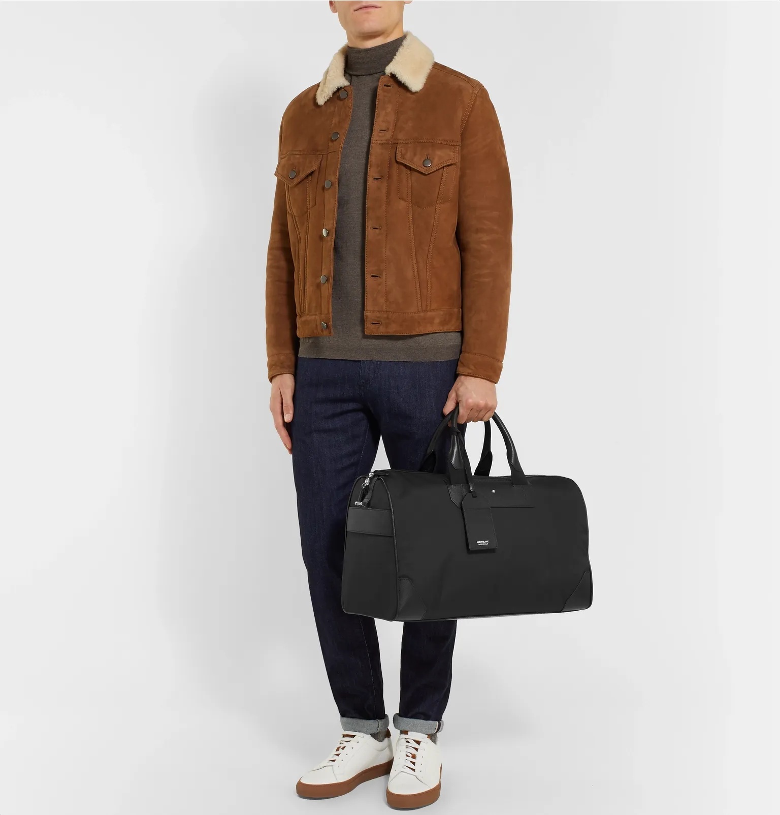 Sartorial Jet Cross-Grain Leather-Trimmed Shell Duffle Bag - 2