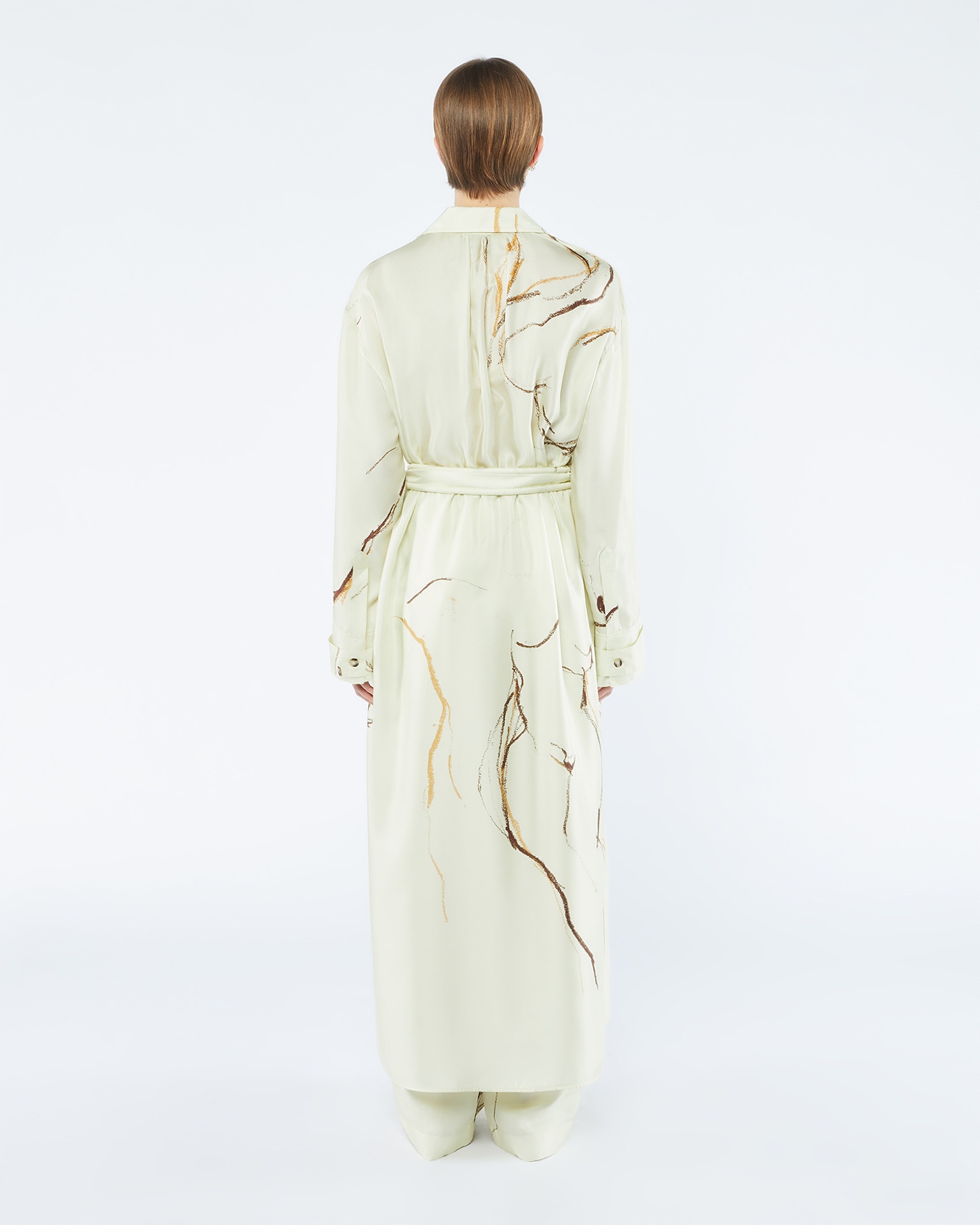ELUNA - Printed twill silk shirt dress - Blockwood floral - 4